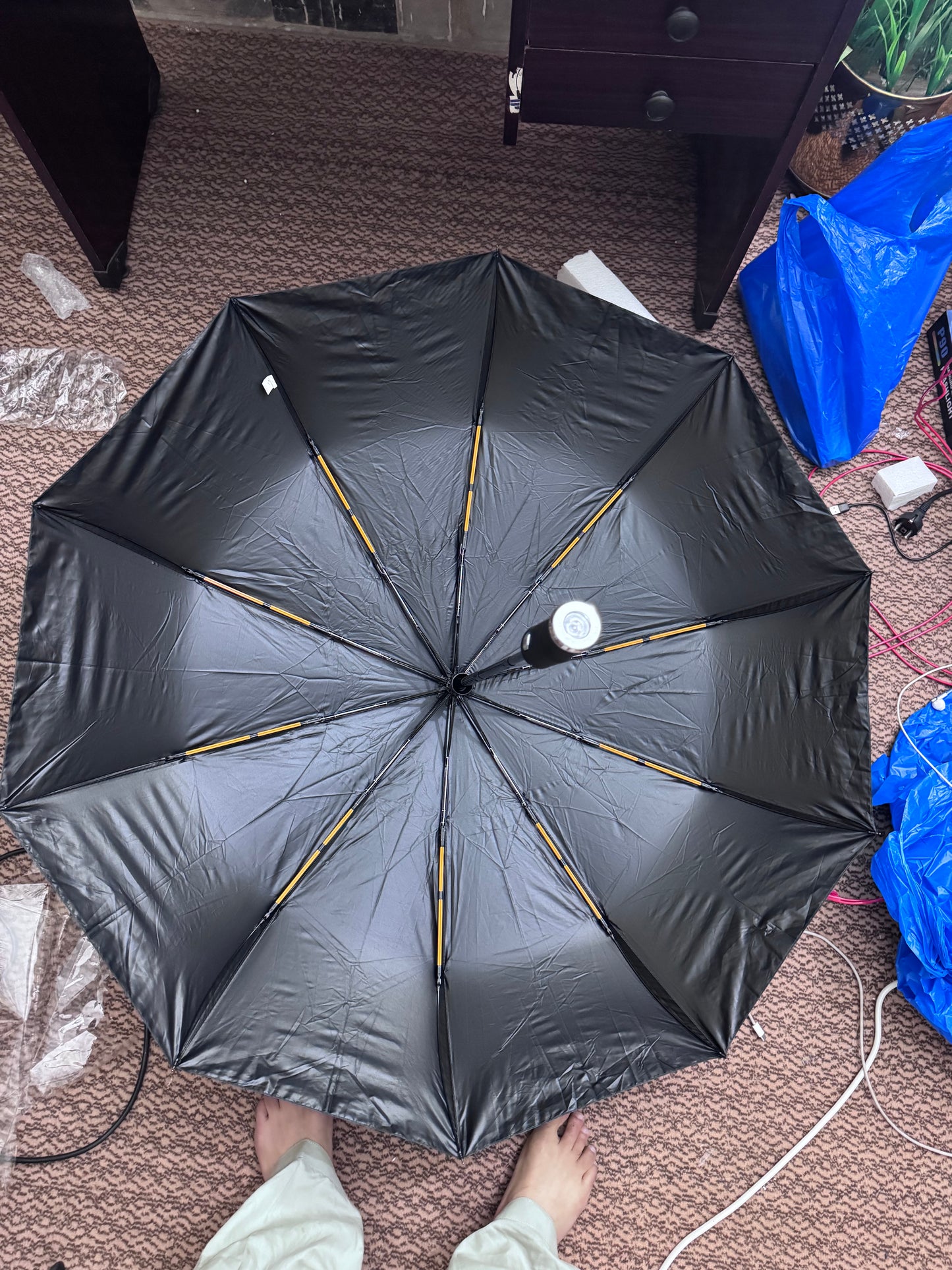 BMW Motorsport Automatic Umbrella with LED Handle Light – Multicolor Gradient | Lot Imported in Pakistan