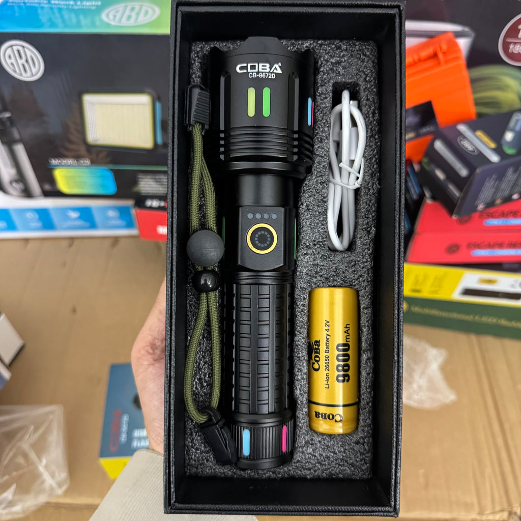 Lot Imported COBA  Rechargeable LED Flashlight-CB-G672D