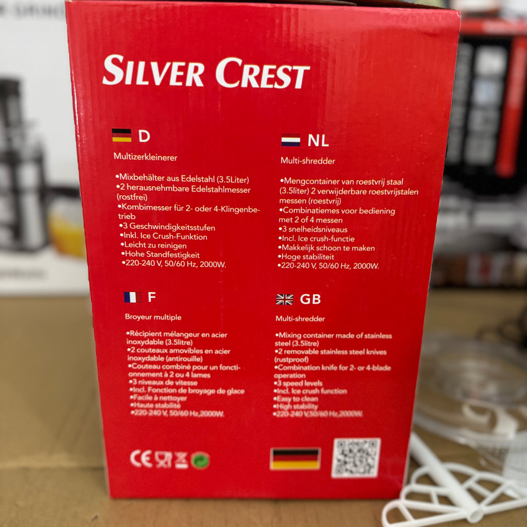 Silver Crest 3.5L Electric Food Chopper – 2000W Heavy Duty Meat Grinder & Ice Crusher Lot Imported