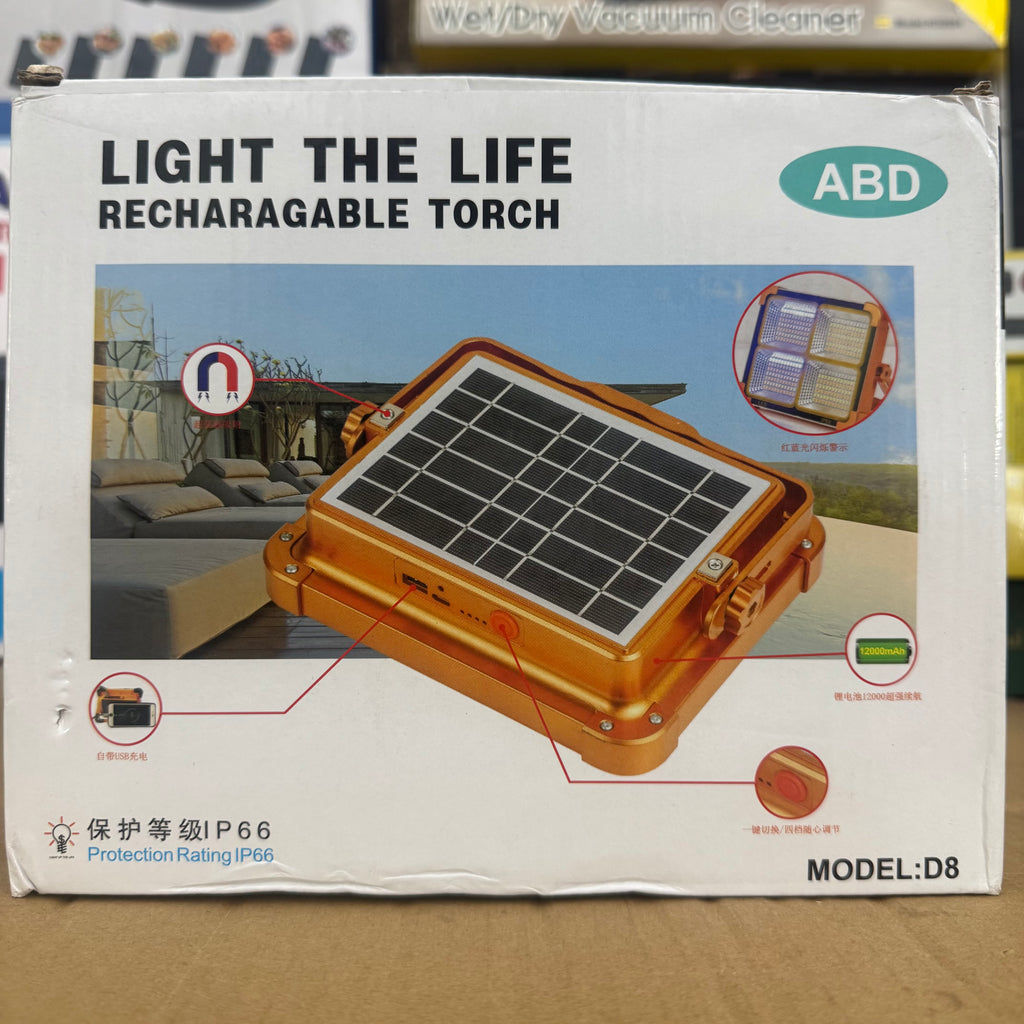 Lot Imported ABD Solar Rechargeable Flood Light | IP66 Waterproof