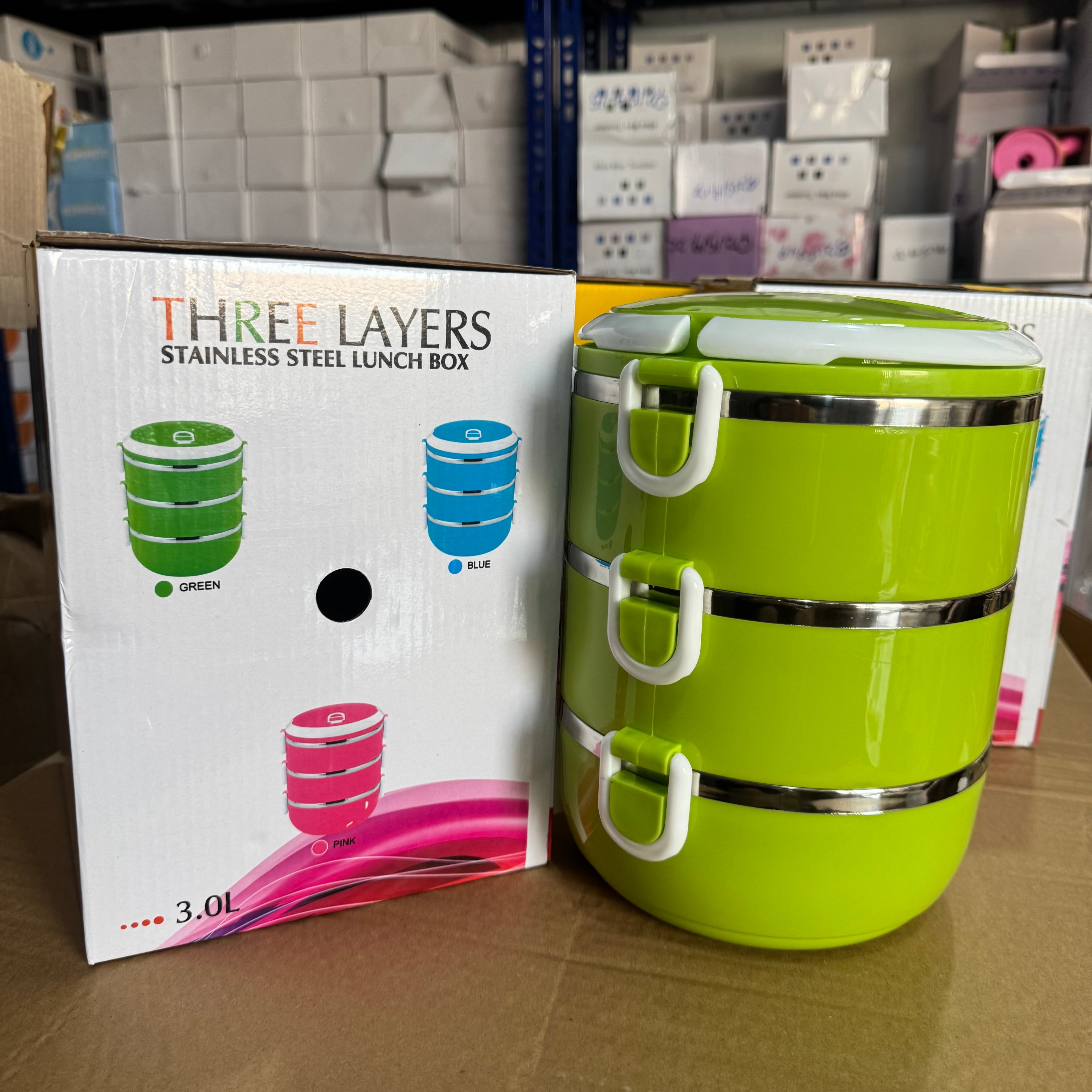 Lot Imported 3.0L Extra Large 3-Tier Stainless Steel Lunch Box