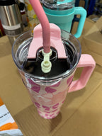 1180ml Pink Bow Insulated Stylish Tumbler with Straw