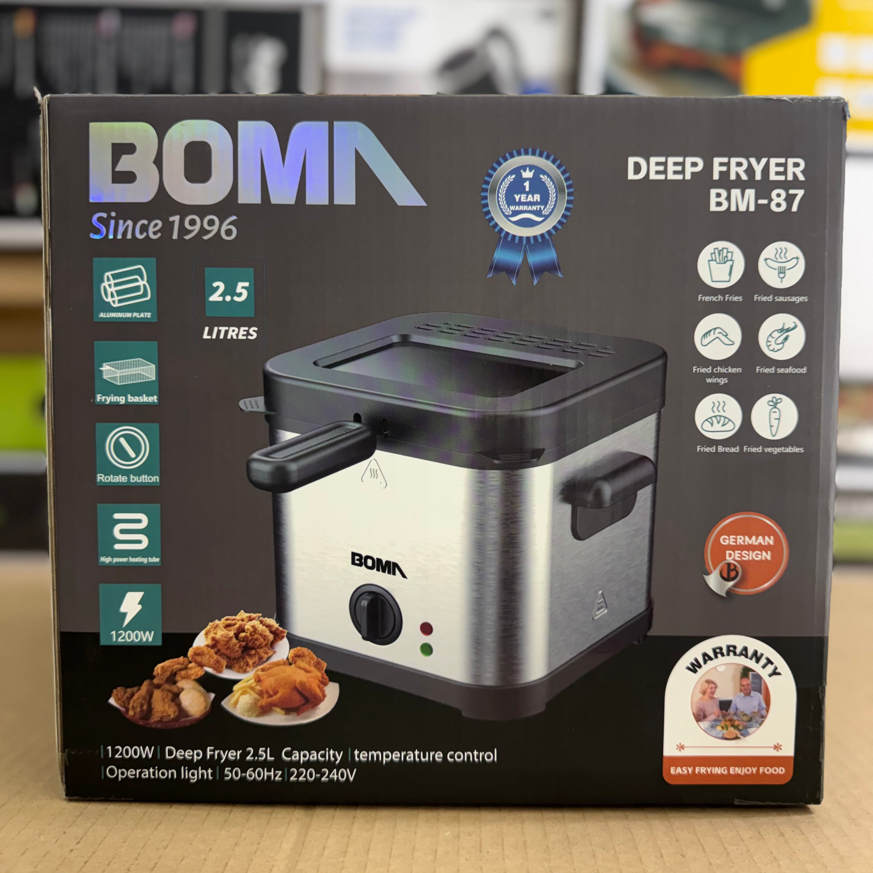 Boma Electric Deep Fryer 2.5L Stainless Steel - Model BM-87 Lot Imported
