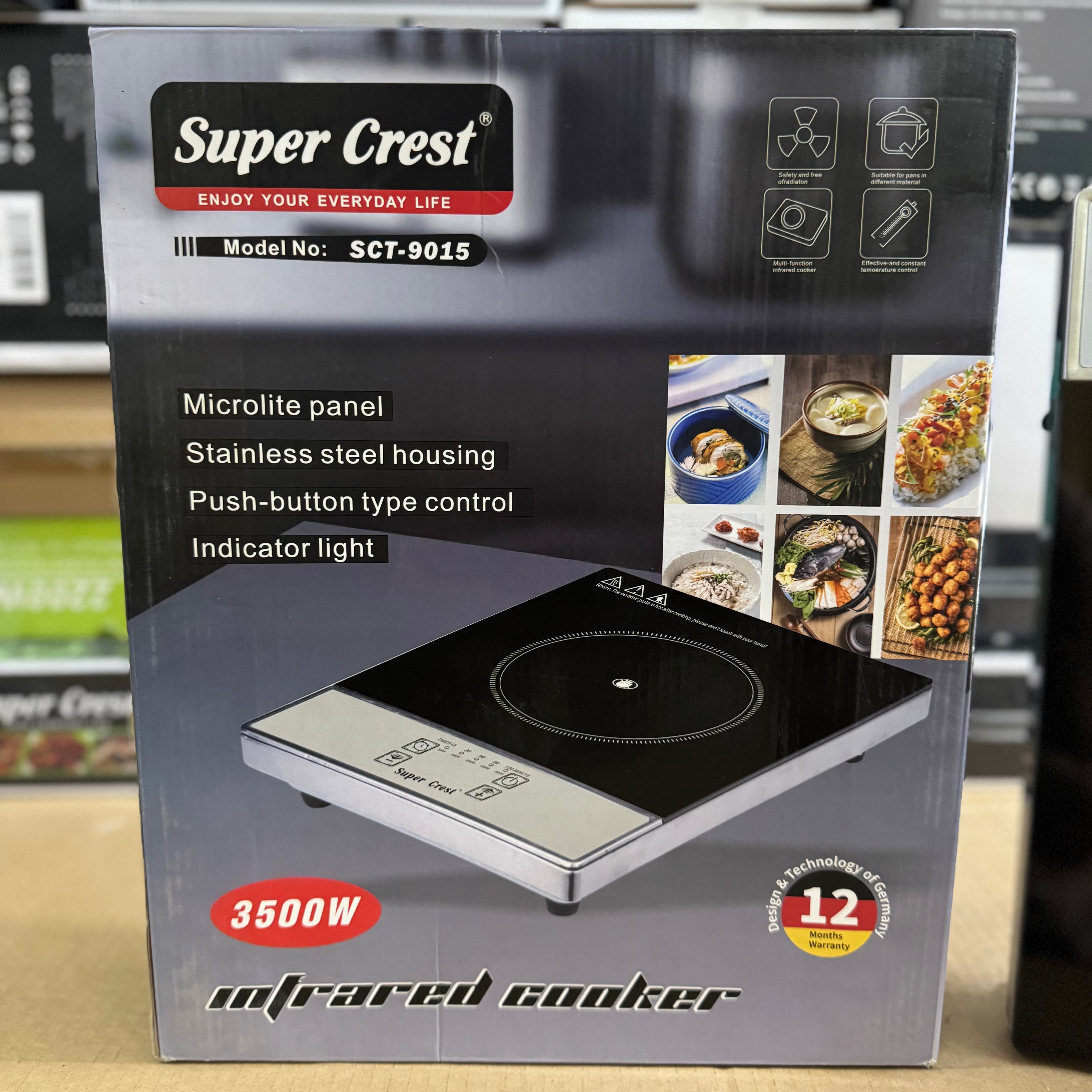 Super Crest 3500W Electric Infrared Cooker - SCT-9015 6months warranty