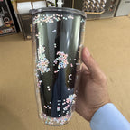 Lot Imported Pearl Foam Double-Layer 650ml Tumbler with Straw - Black