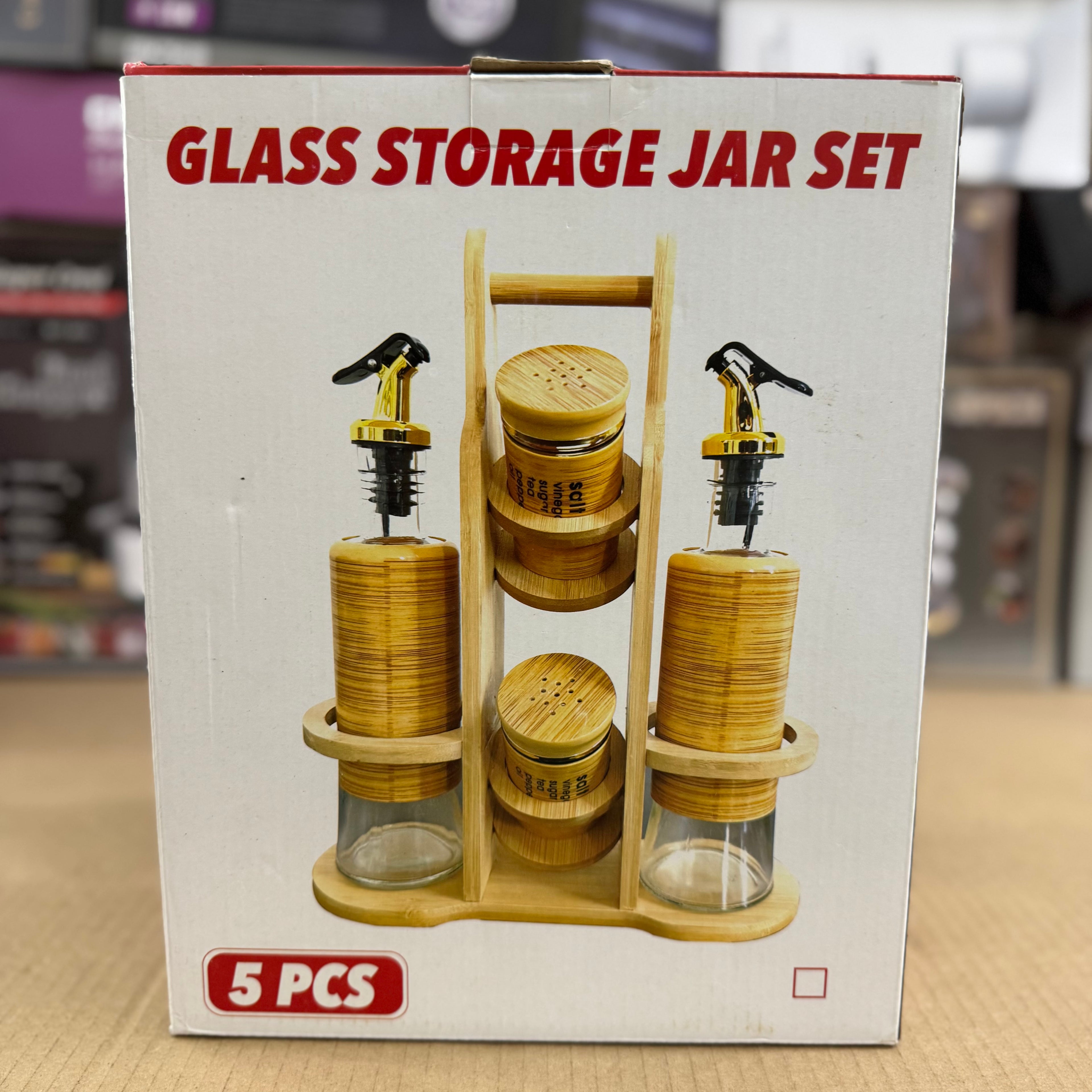5-Piece Glass Spice & Oil Storage Jar Set