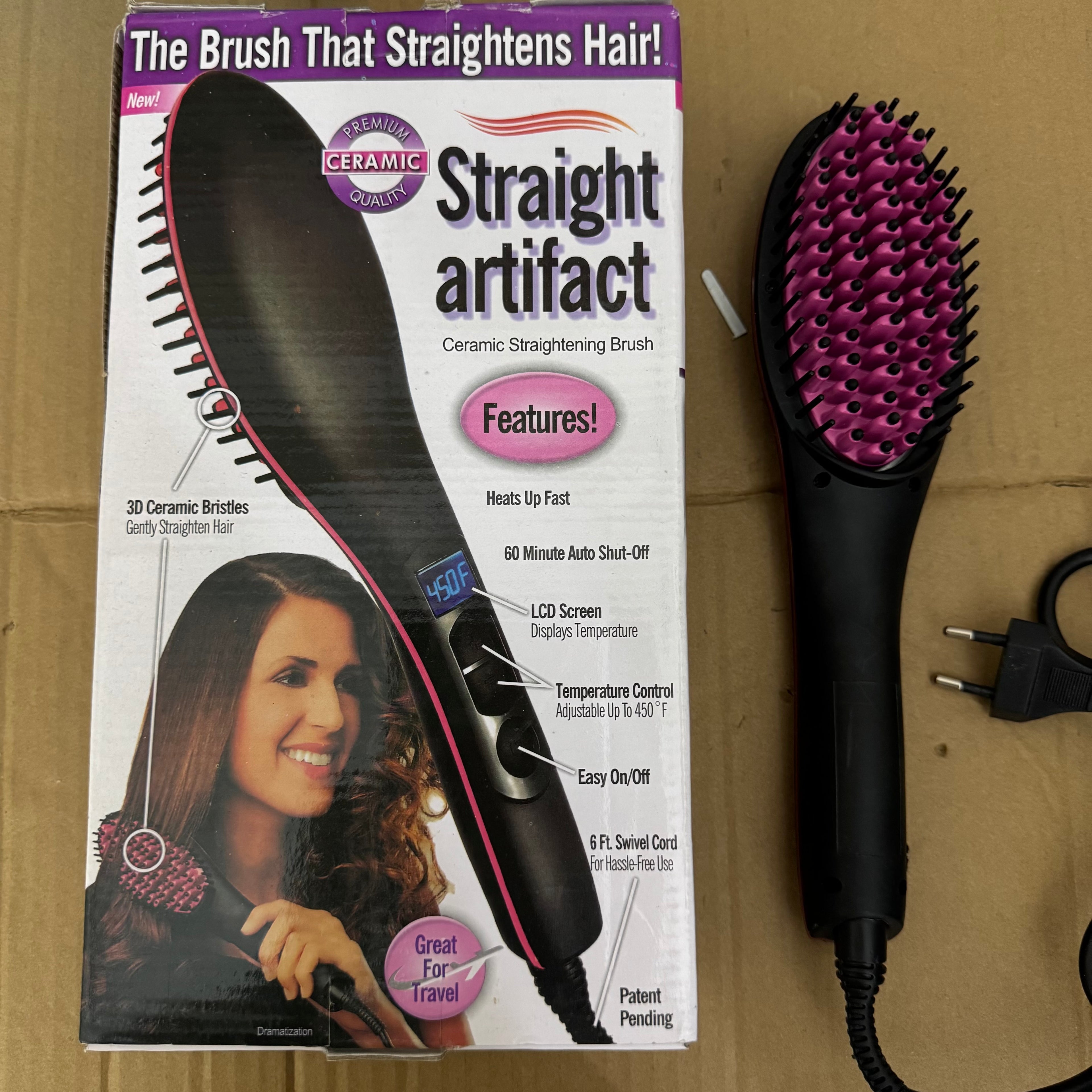 Ceramic Hair Straightening Brush Electric Comb | Fast Heat, Adjustable Temperature, Anti-Frizz Styling Brush