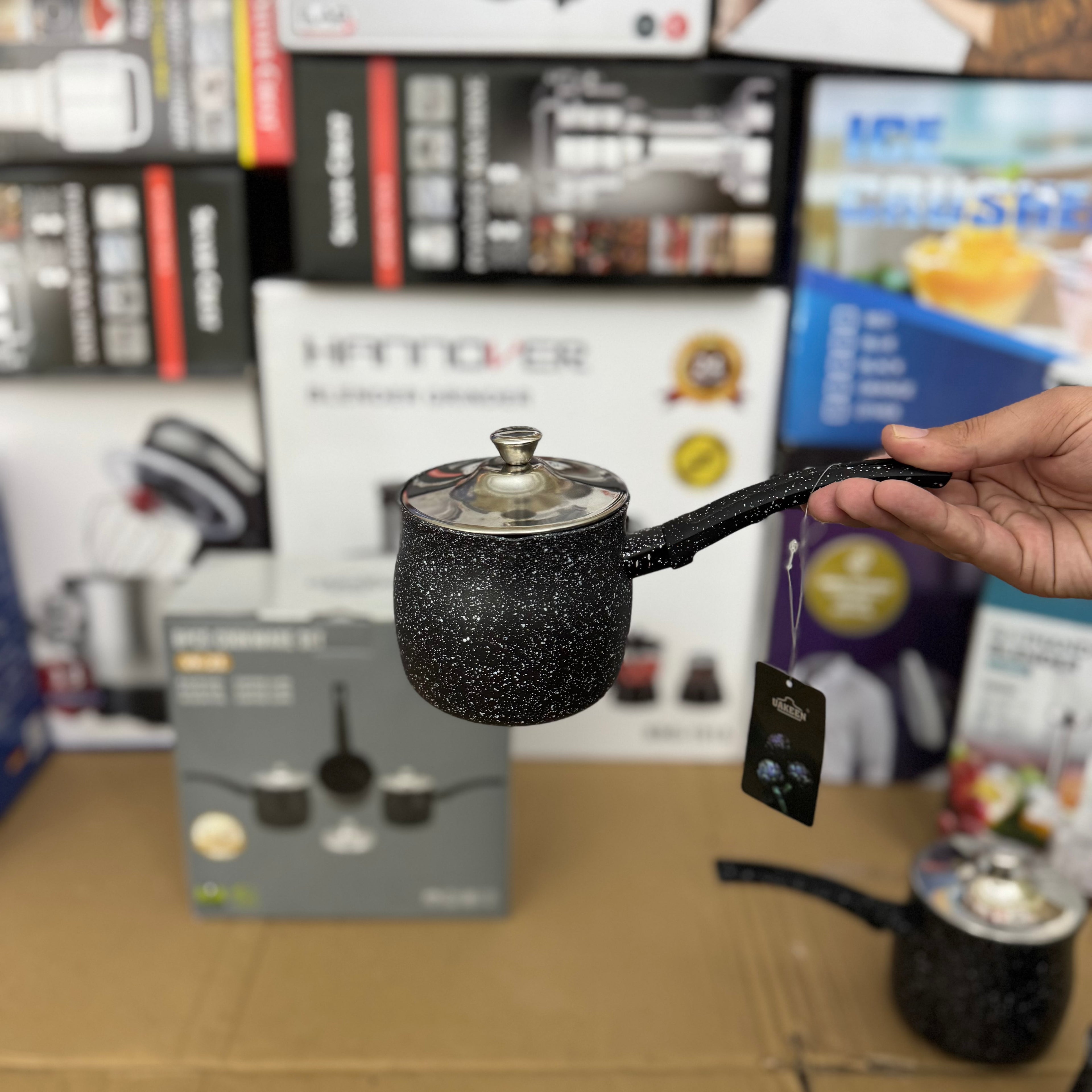 UAKEEN 6-Piece Granite Coffee Pot Set with Lids - Non-Stick Turkish Briki Set