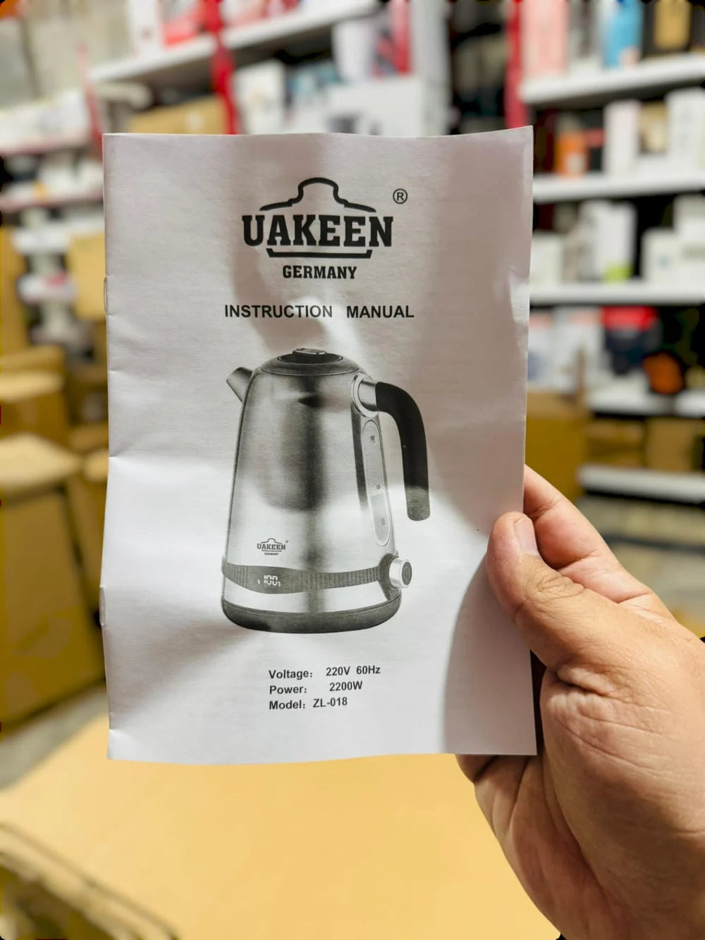 Uakeen ZL-018 2L Electric Kettle 2200W – Stainless Steel Temperature Control