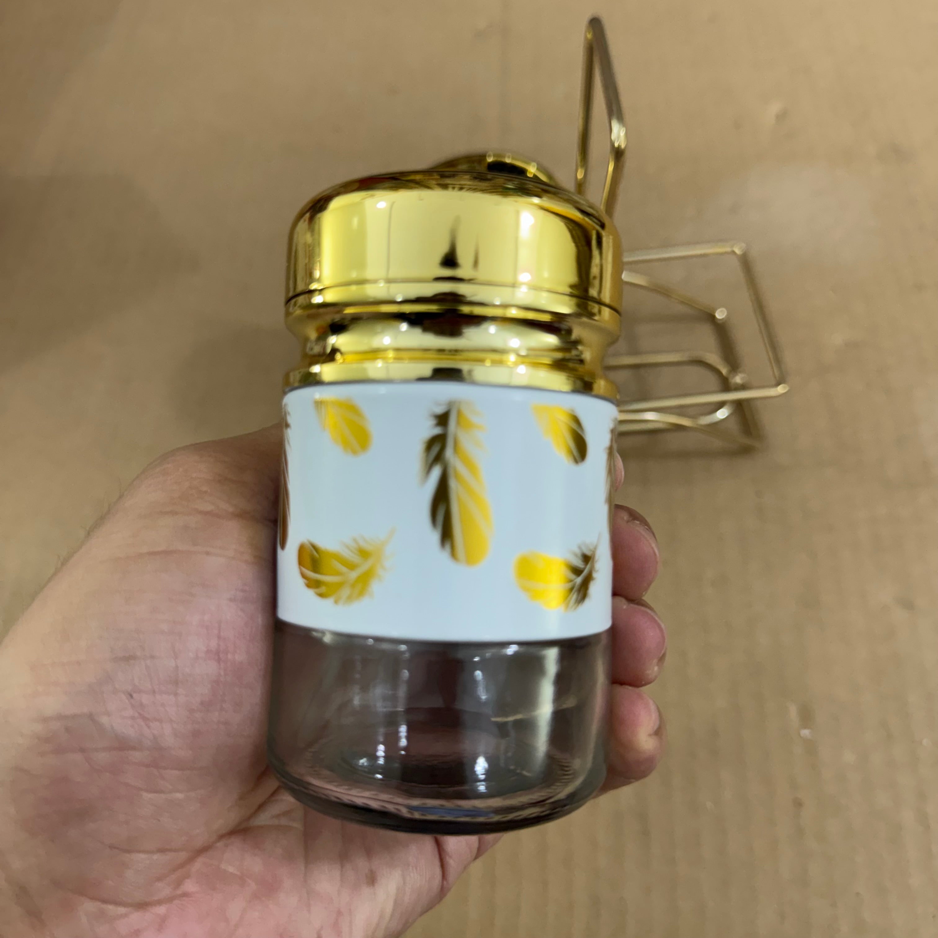 3-Piece Golden Glass Spice Jar Set JY3002