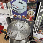 Uniqui 18/10 Stainless Steel Pressure Cooker Set - 8-Piece Multi-Size (5L + 7L) Induction Compatible Cookware with Steamer Basket and Glass Lid