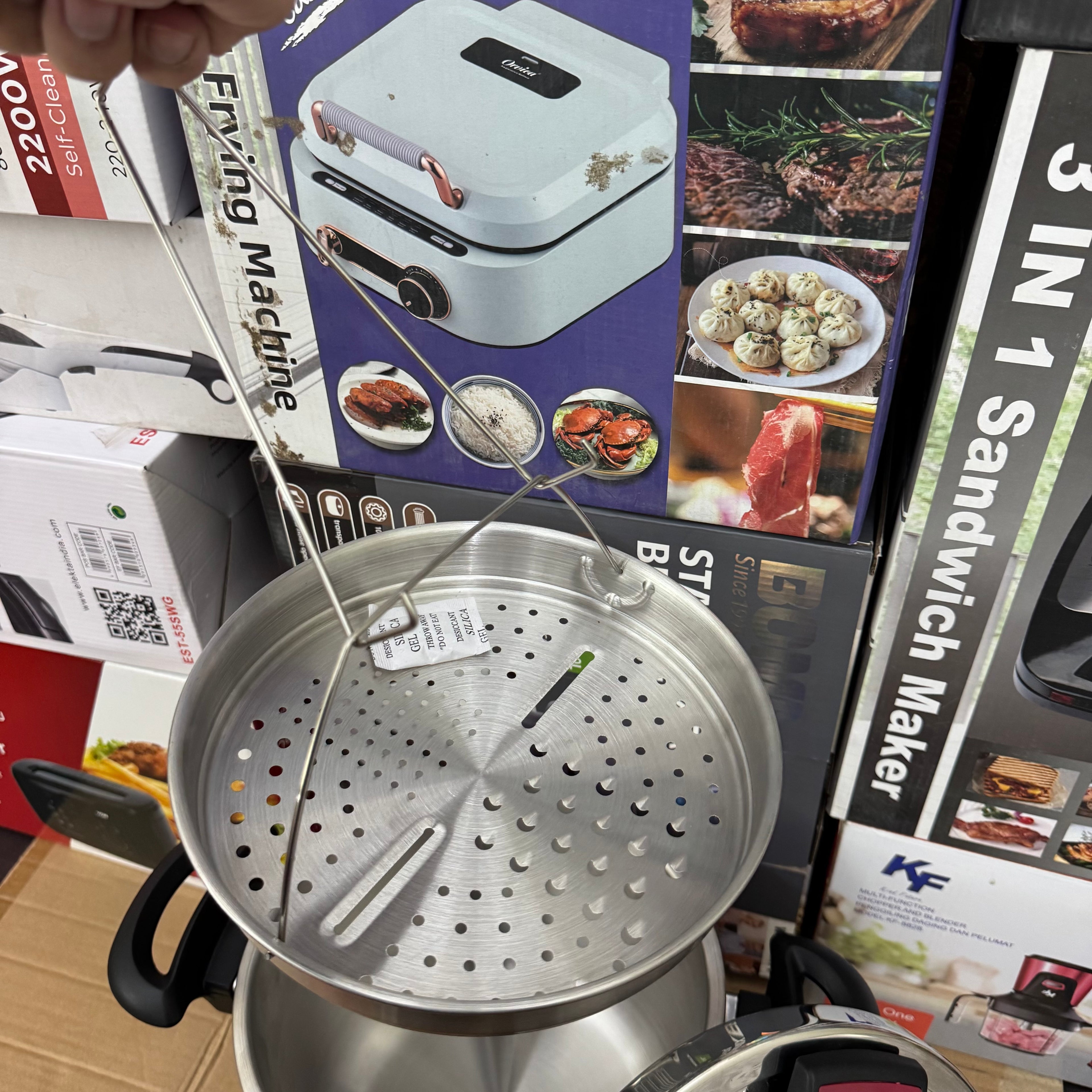 Uniqui 18/10 Stainless Steel Pressure Cooker Set - 8-Piece Multi-Size (5L + 7L) Induction Compatible Cookware with Steamer Basket and Glass Lid