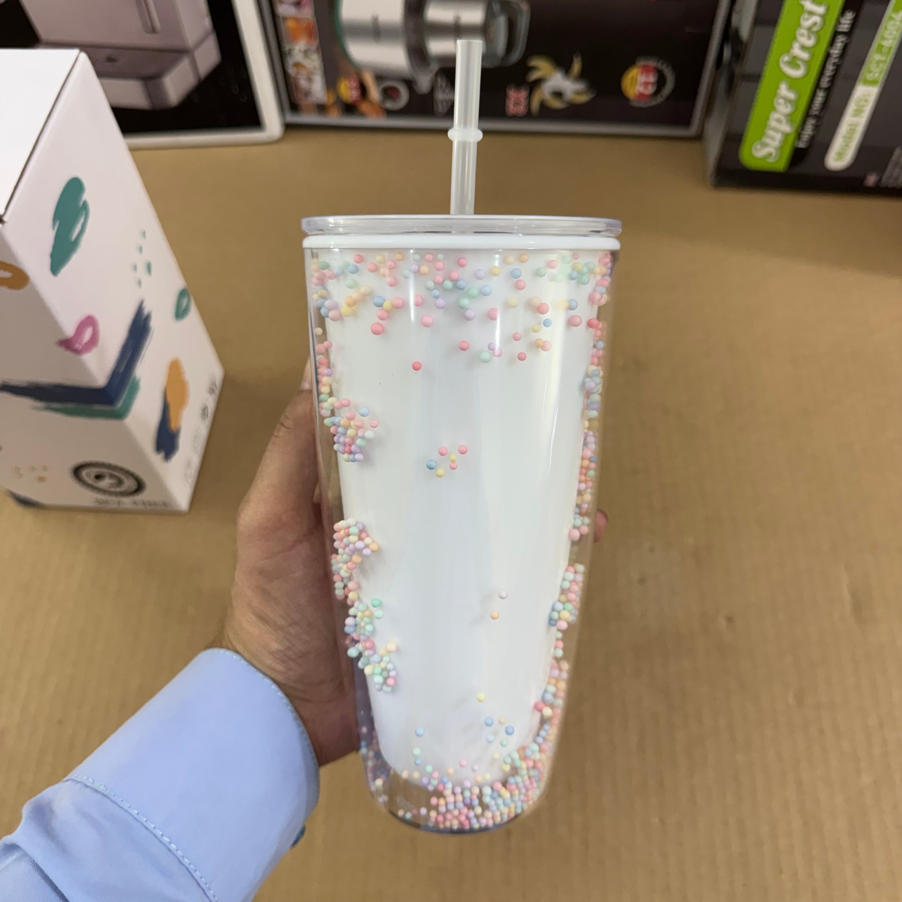 Gemini said Lot Imported Pearl Foam Double-Layer Tumbler 650ml. - BPA Free Cold Drink Cup