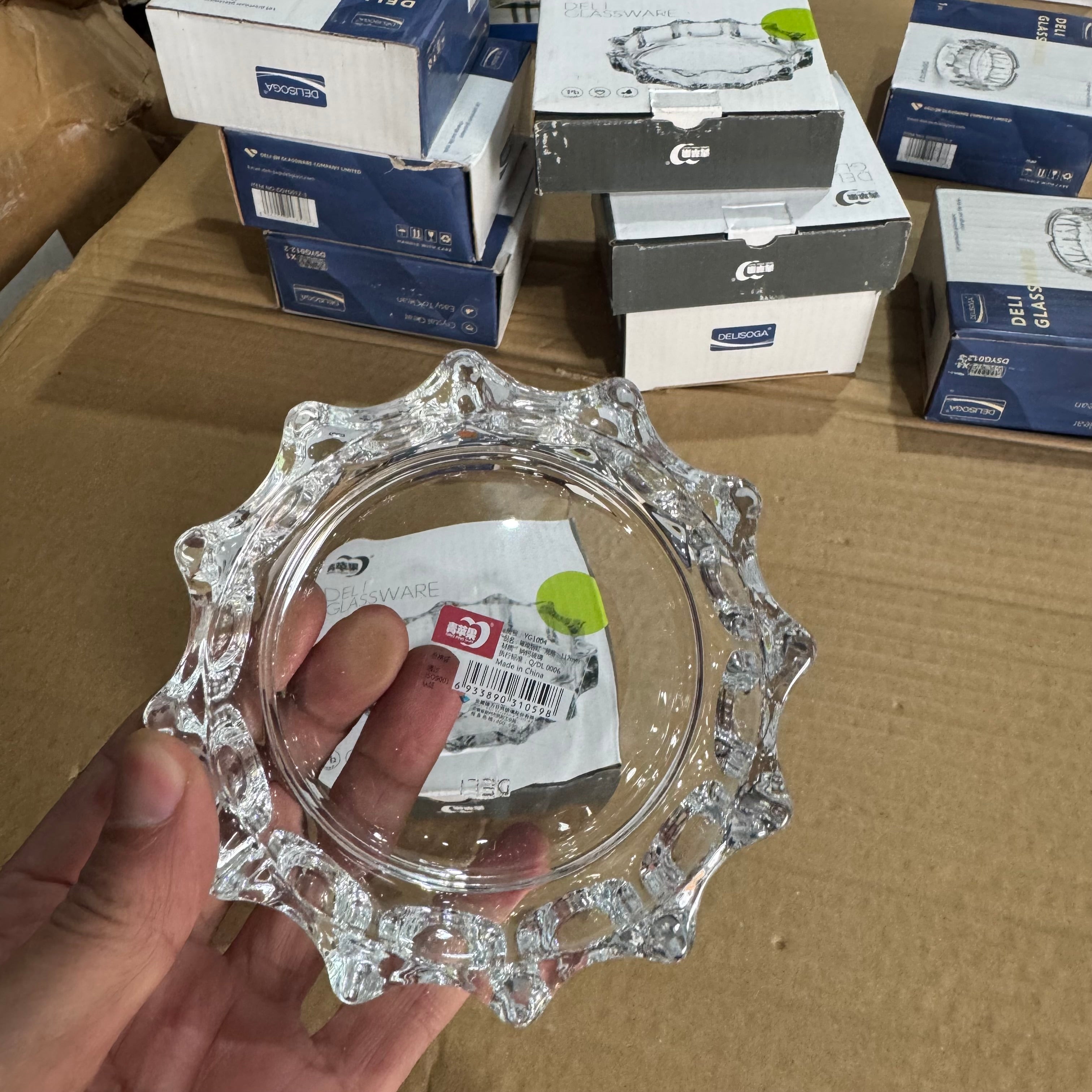 Premium Deli Glassware Crystal Ashtray- DSYG012-3 Lot Imported