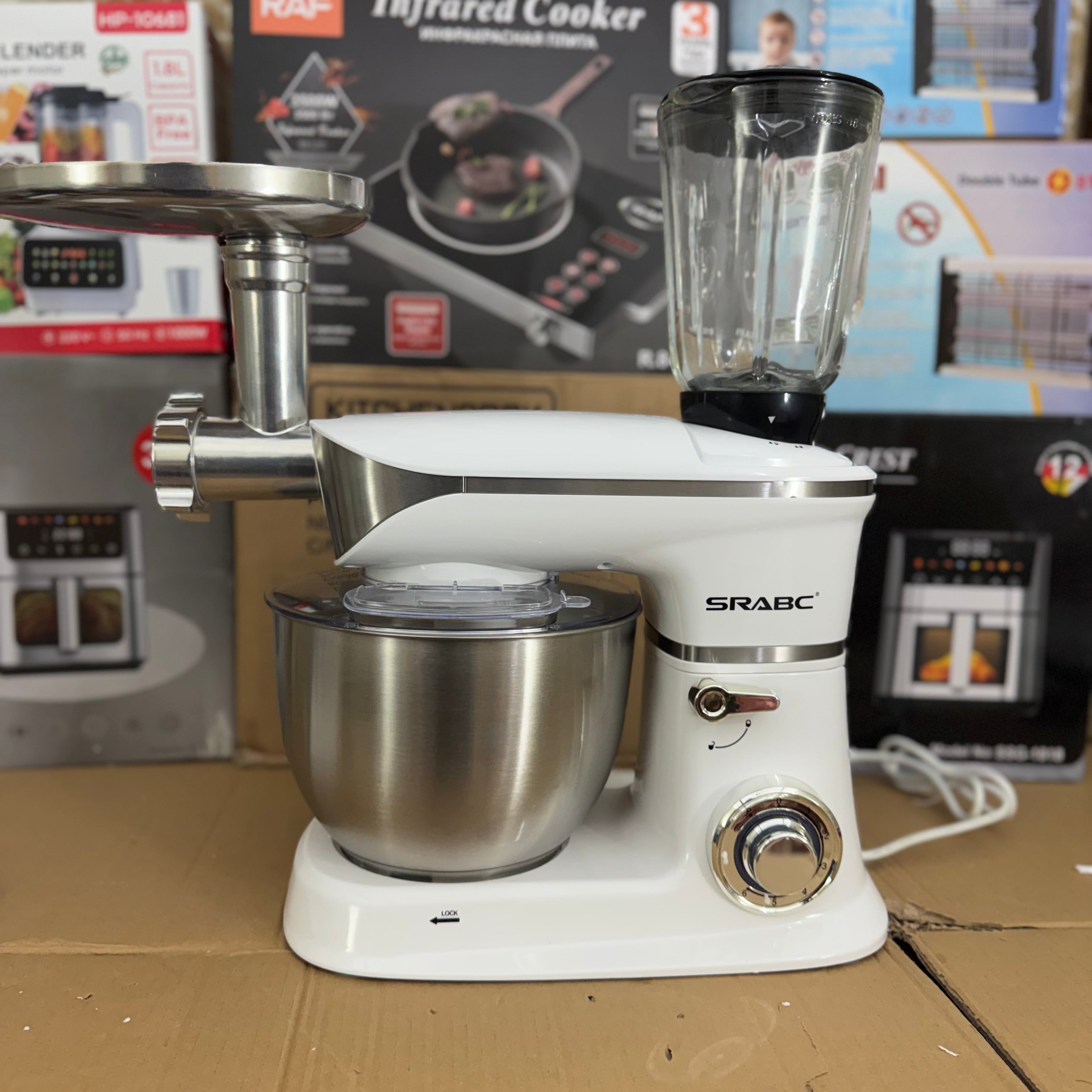 SRABC 3-in-1 Stand Mixer & Food Processor | 1300W Heavy Duty 7.5L Mixer