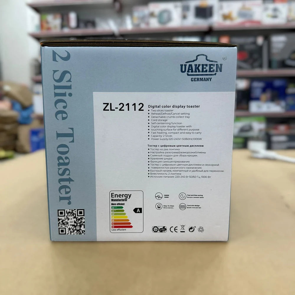 Uakeen ZL-2112 2-Slice Digital Toaster – 1000W Bread Toaster