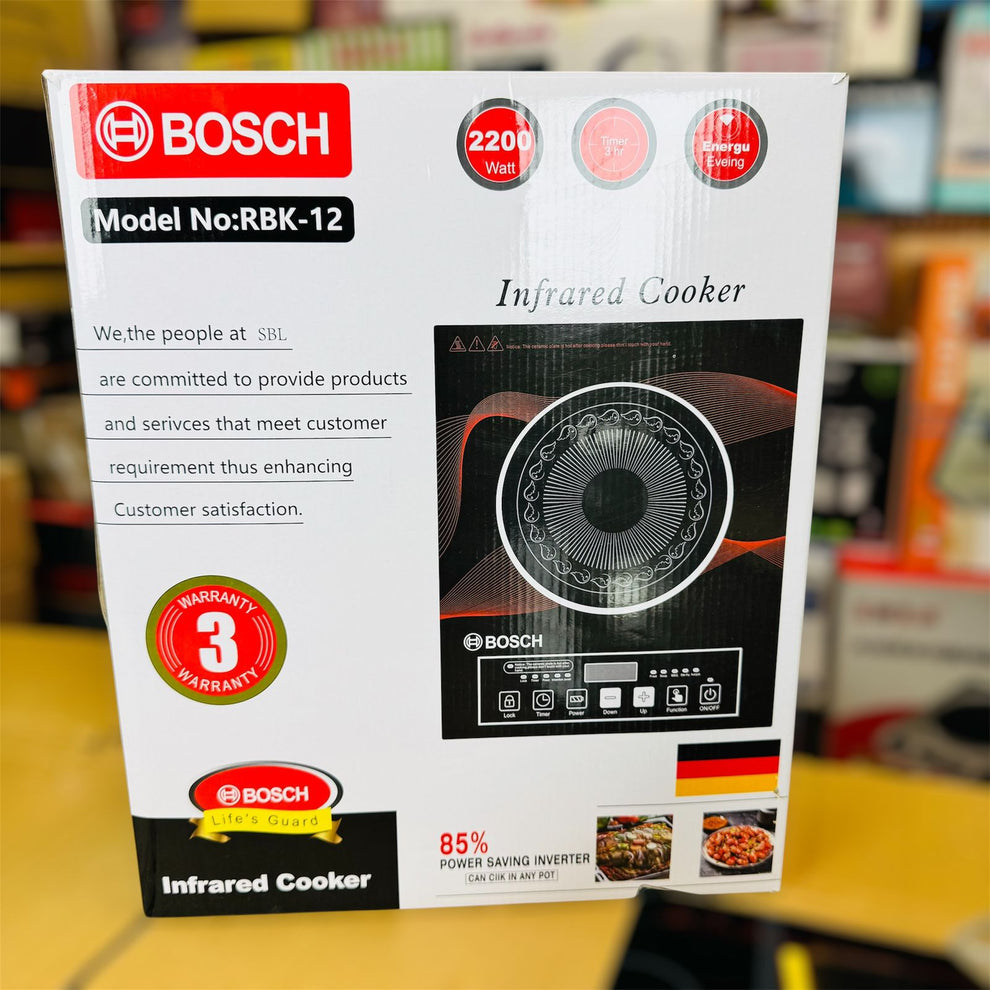 Bosch RBK-12 2200W Infrared Electric Cooker – Energy Saving Hot Plate with 3-Hour Timer