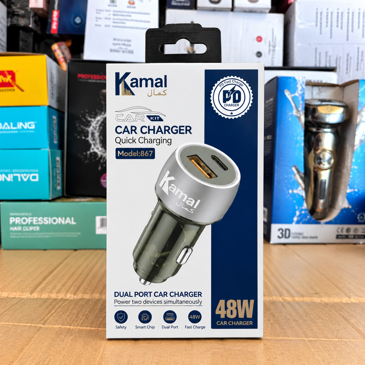 Kamal 867 48W Dual Port Car Charger – PD Fast Charging USB Car Adapter