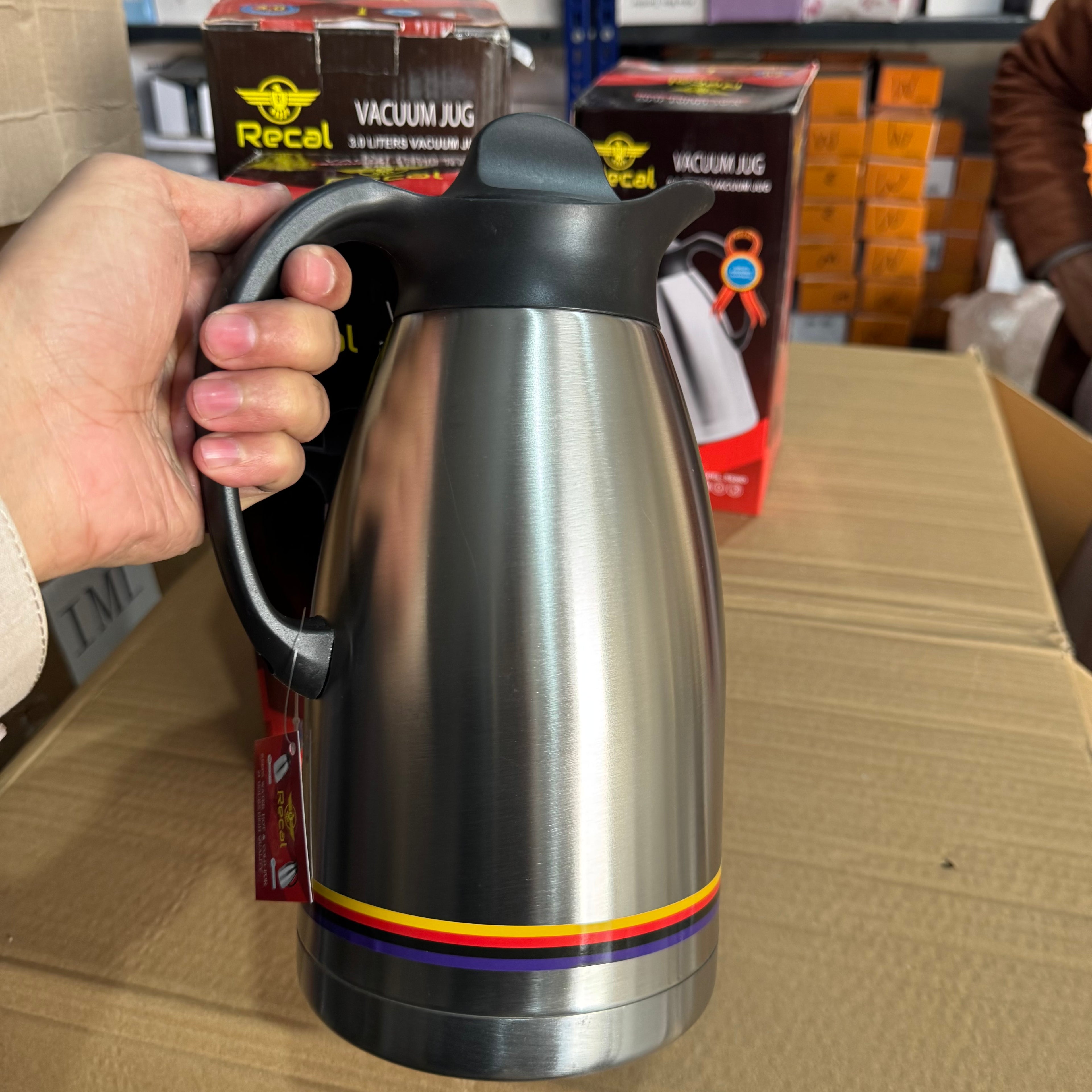 Lot Imported Recal Stainless Steel Vacuum Jug - 2.0L & 3.0L Insulated Thermal Flask