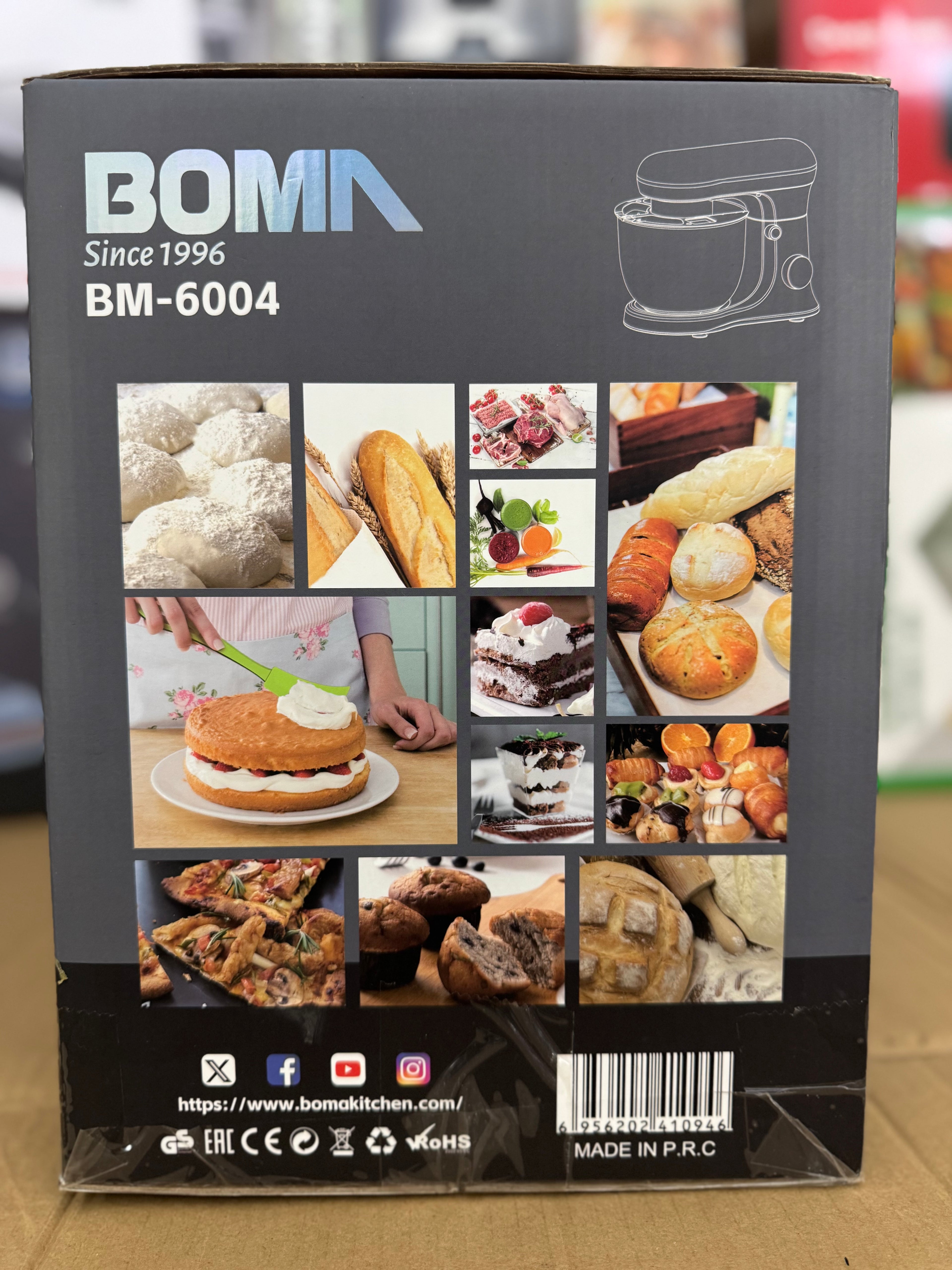 BOMA BM-6004 Professional Stand Mixer | 1500W 6L Kitchen Chef Machine