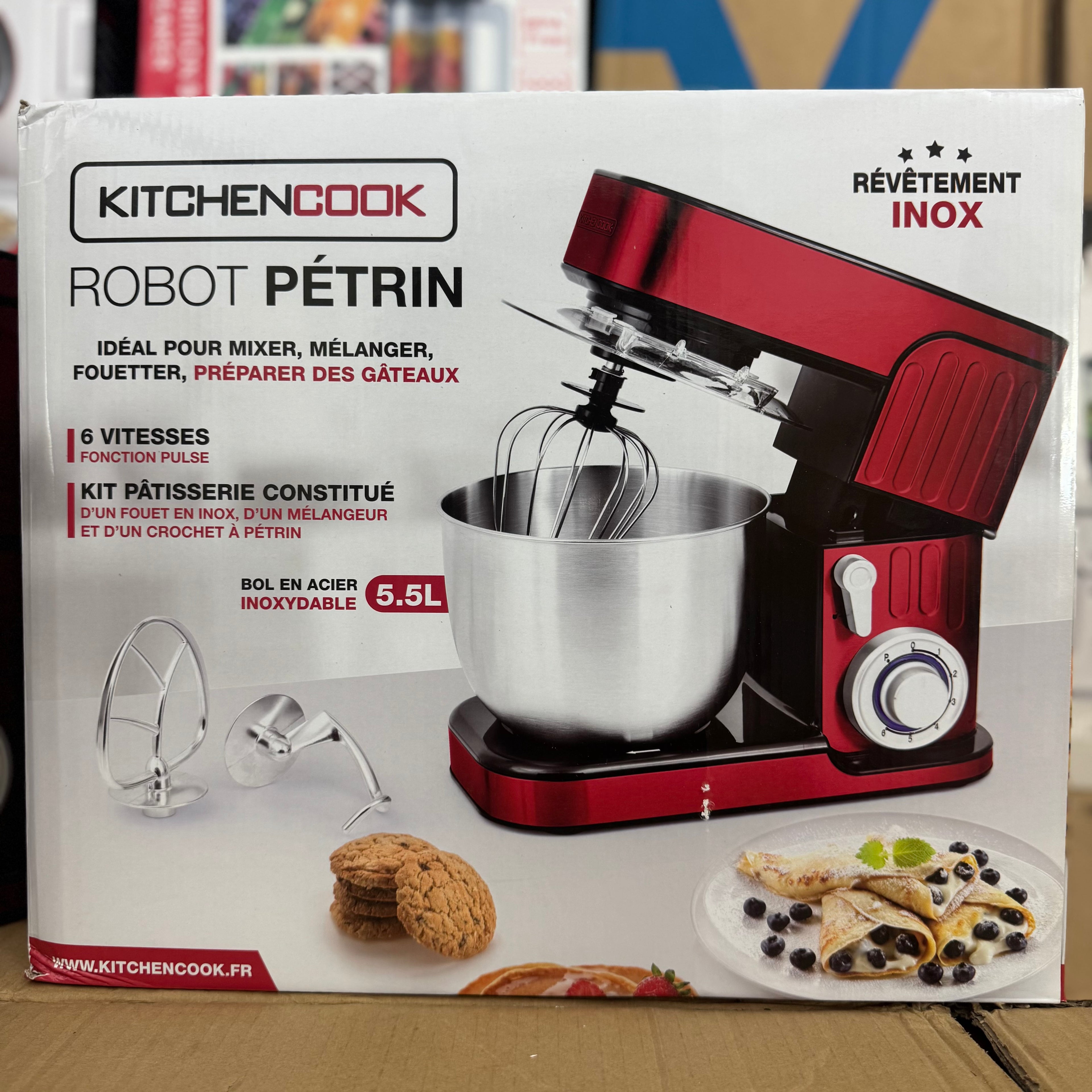 KitchenCook 5.5L Robot Petrin | Professional Dough & Baking Stand Mixer