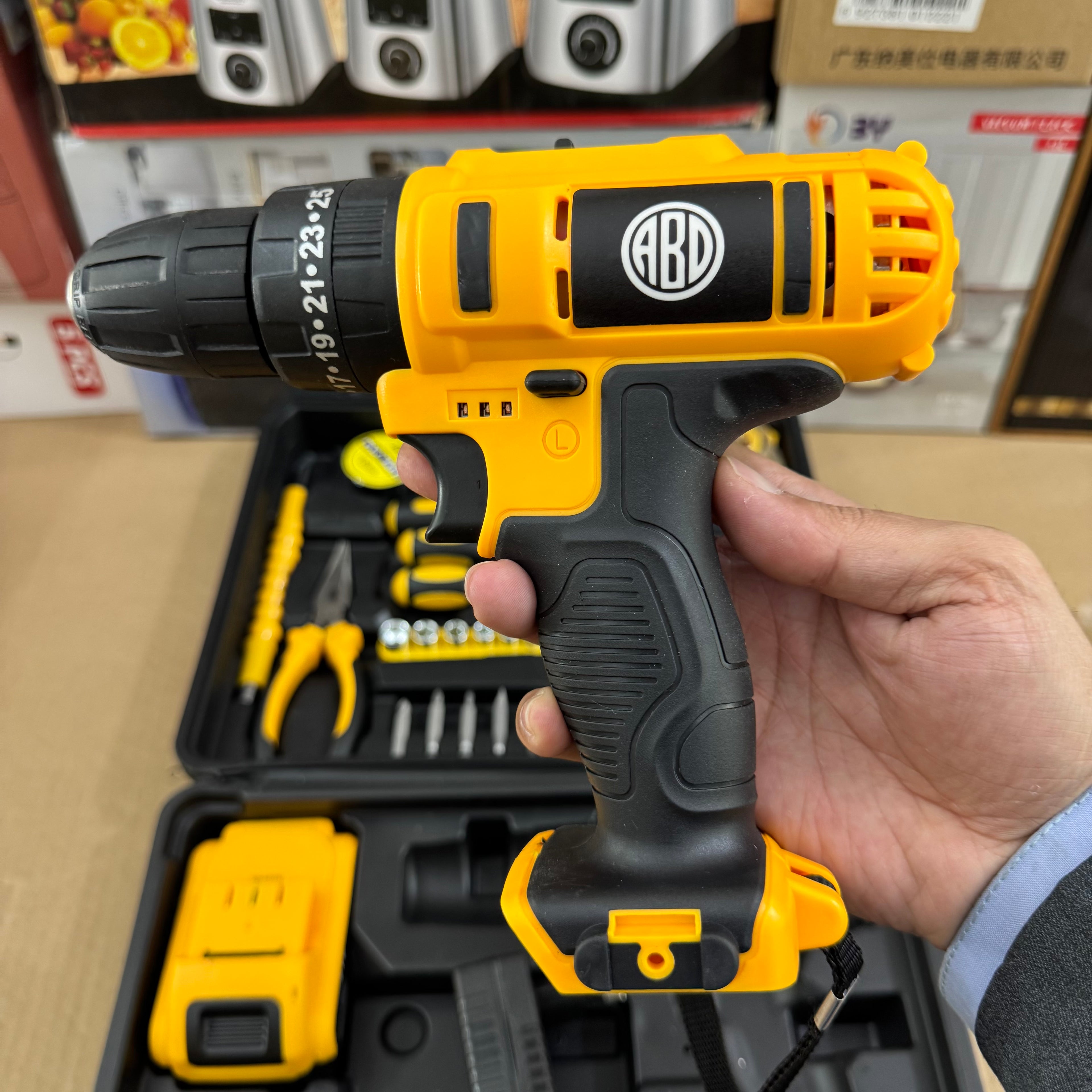 35pic Cordless Drill & Tool Kit Set (Yellow/Black) – German