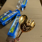 Elegant Gold Floral Sandwich & Salad Tongs Lot Imported