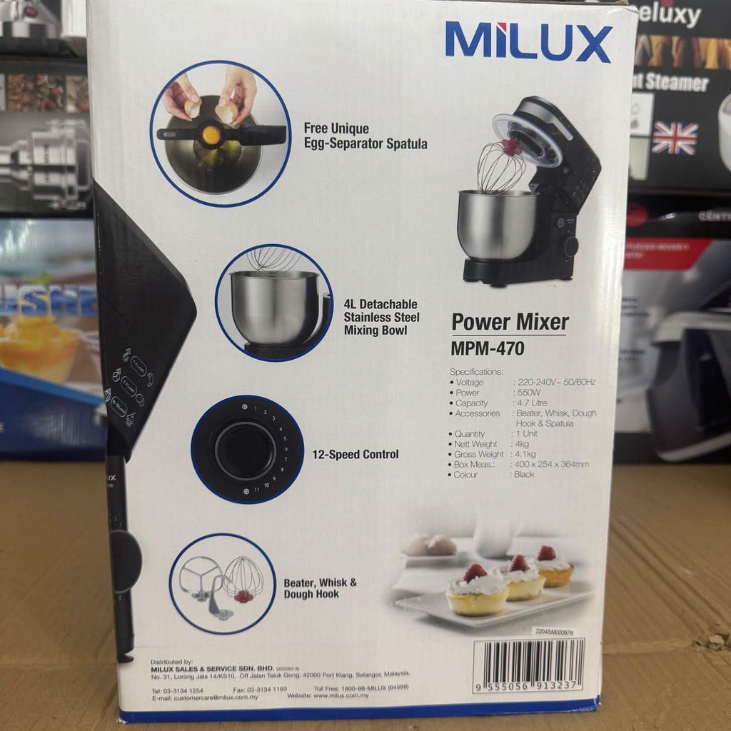 Milux 550W Power Mixer MPM-470 – 4.7L Lot Imported