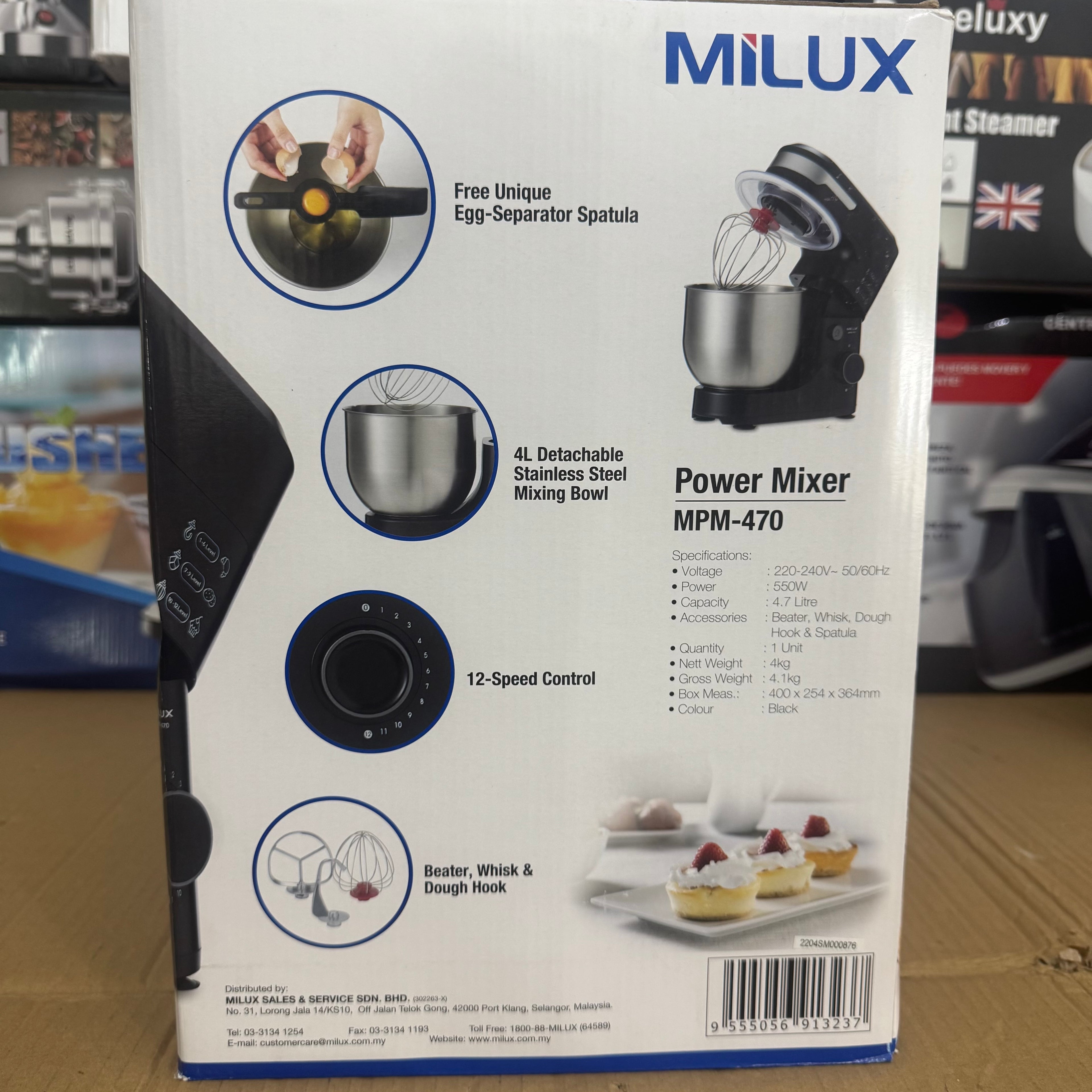 Milux 550W Power Mixer MPM-470 – 4.7L Lot Imported