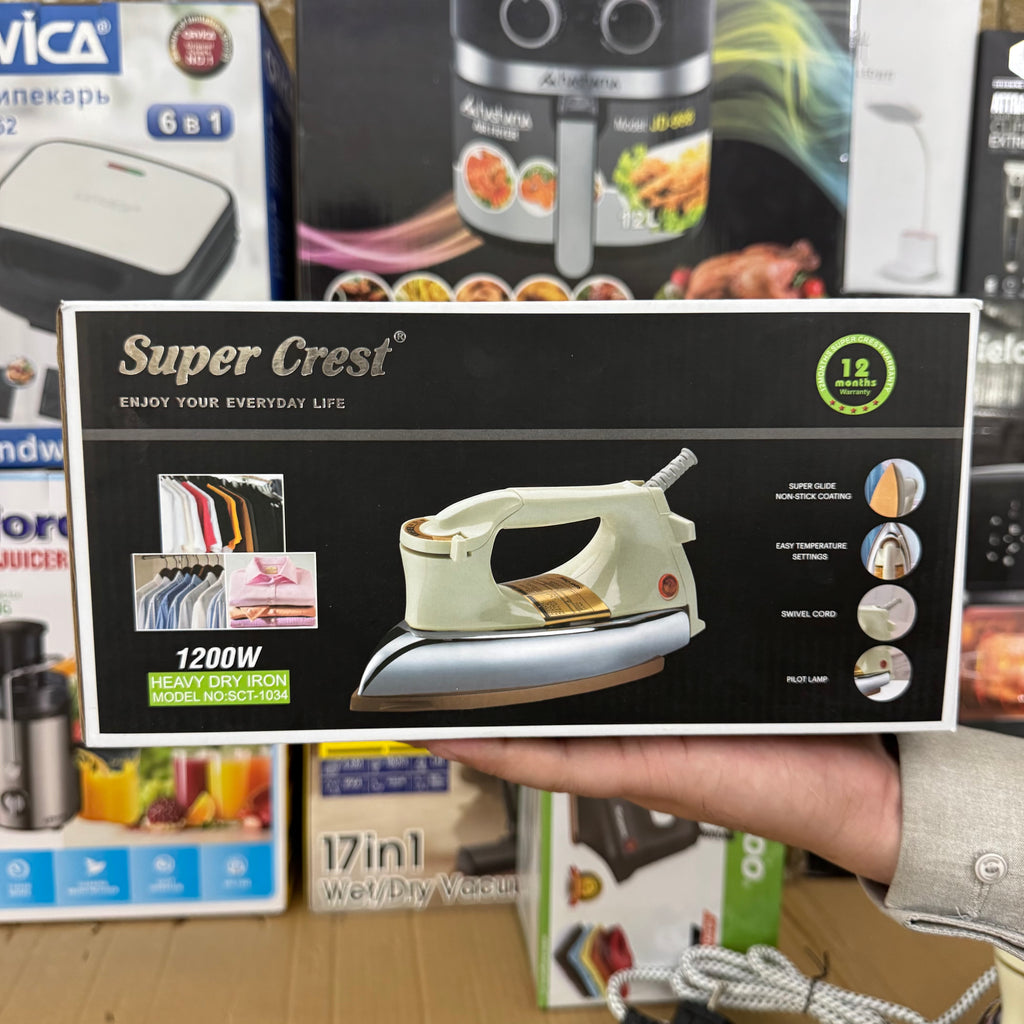 Lot Imported Super Crest SCT-1034 Heavy Dry Iron 1200W