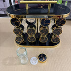 12 Pcs Luxury Marble Gold Rotating Spice Rack Organizer with Handle