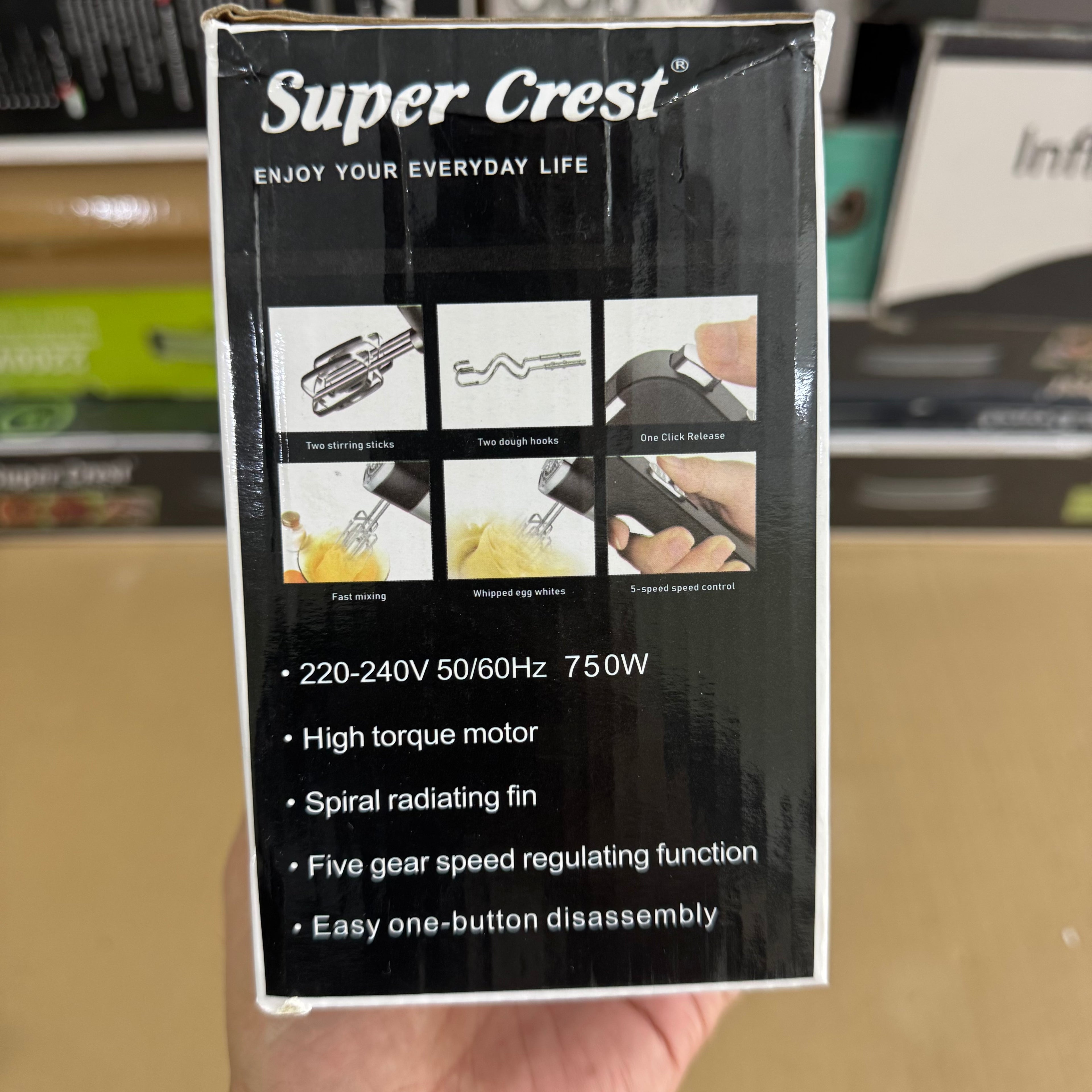 Super Crest 750W Electric Hand Mixer - Model SCT-5008 Lot Imported