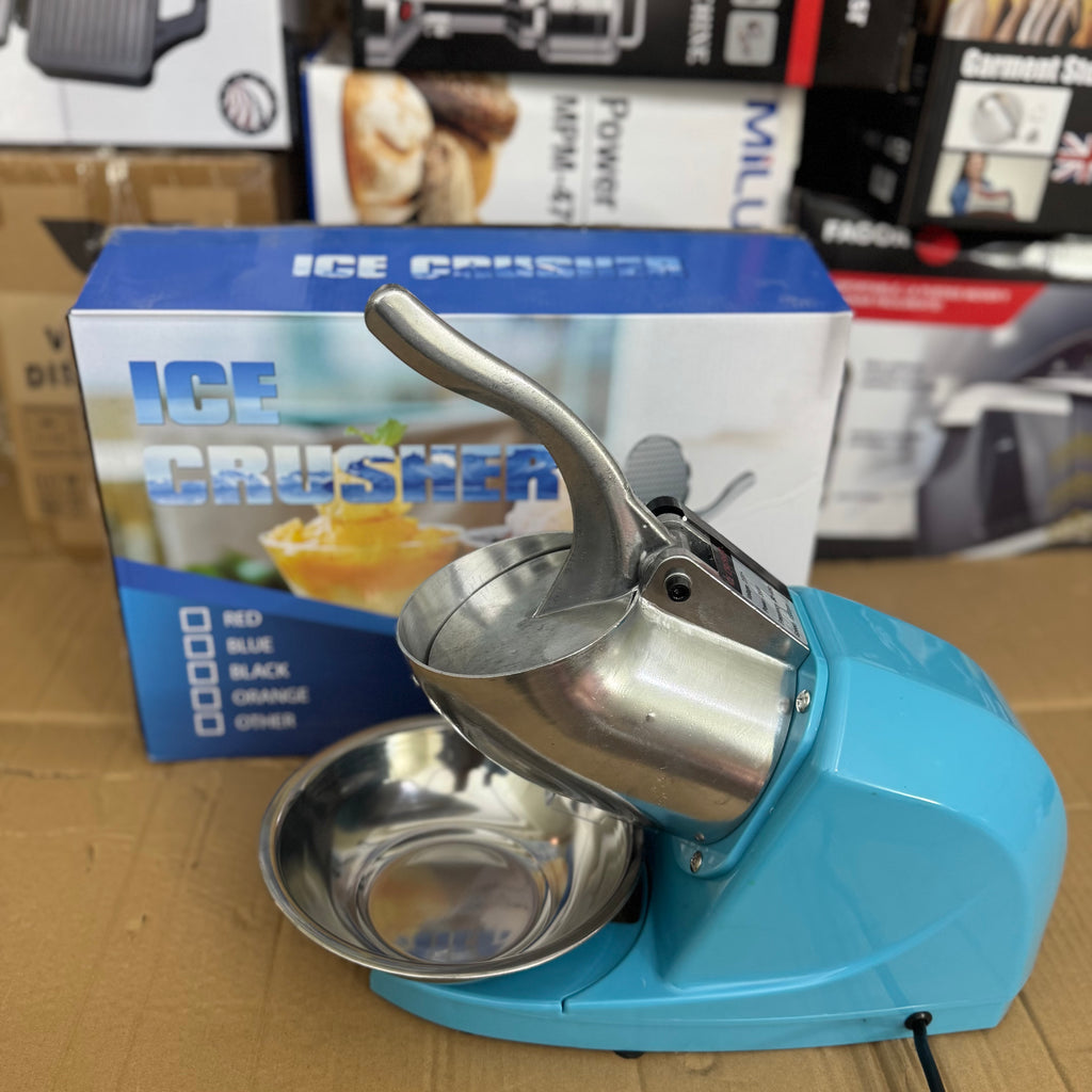Electric Ice Crusher & Snow Cone Maker - Heavy Duty Dual Blade (Blue)