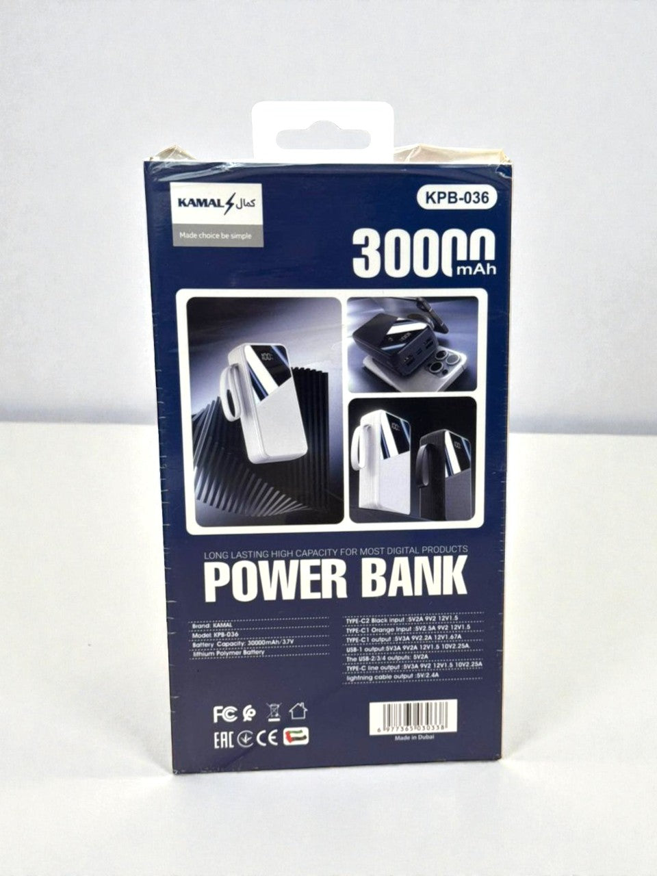 Kamal 30,000mAh Power Bank – Ultra Fast Charging & Multi-Port Compatibility