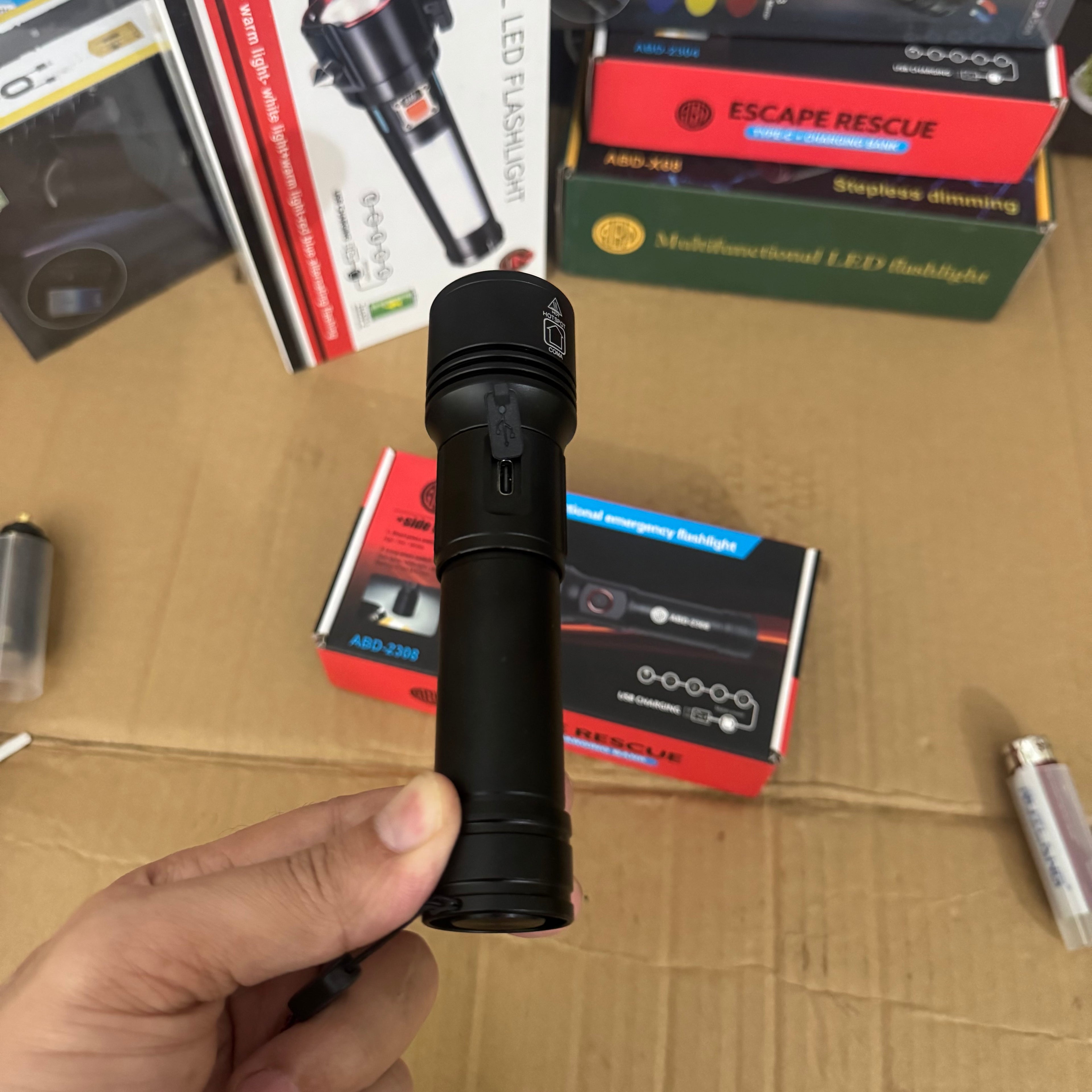 Lot Imported ABD Multifunctional Emergency Flashlight with Side Light-2308