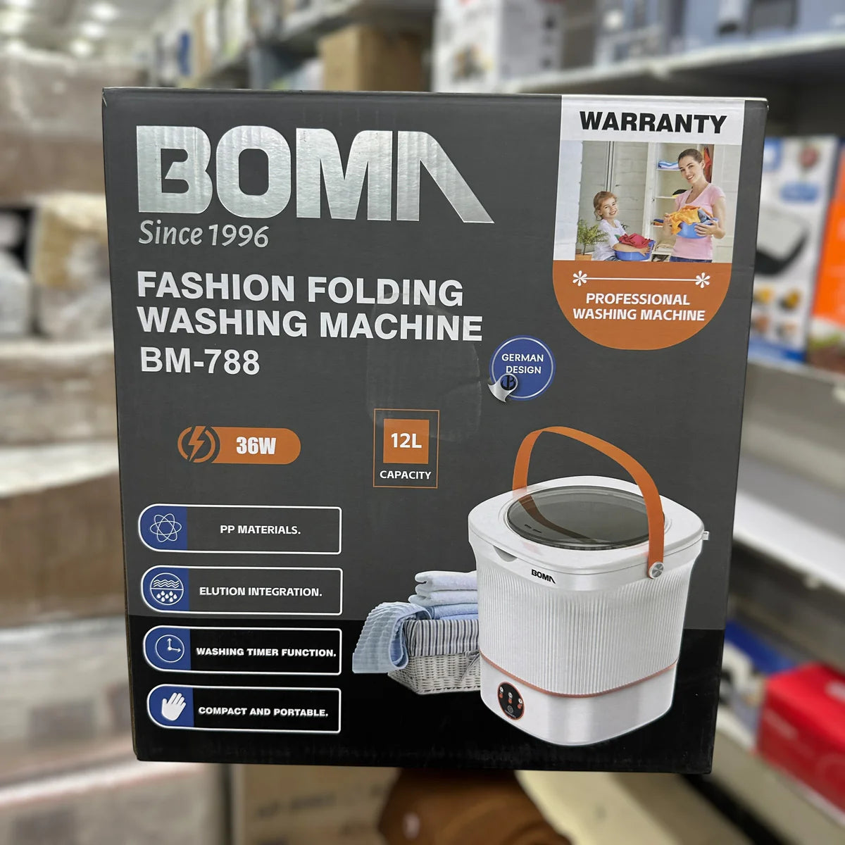 BOMA BM-788 Mini Washing Machine with Spin Basket – Portable Single Tub Washer for Baby Clothes, Underwear & Travel