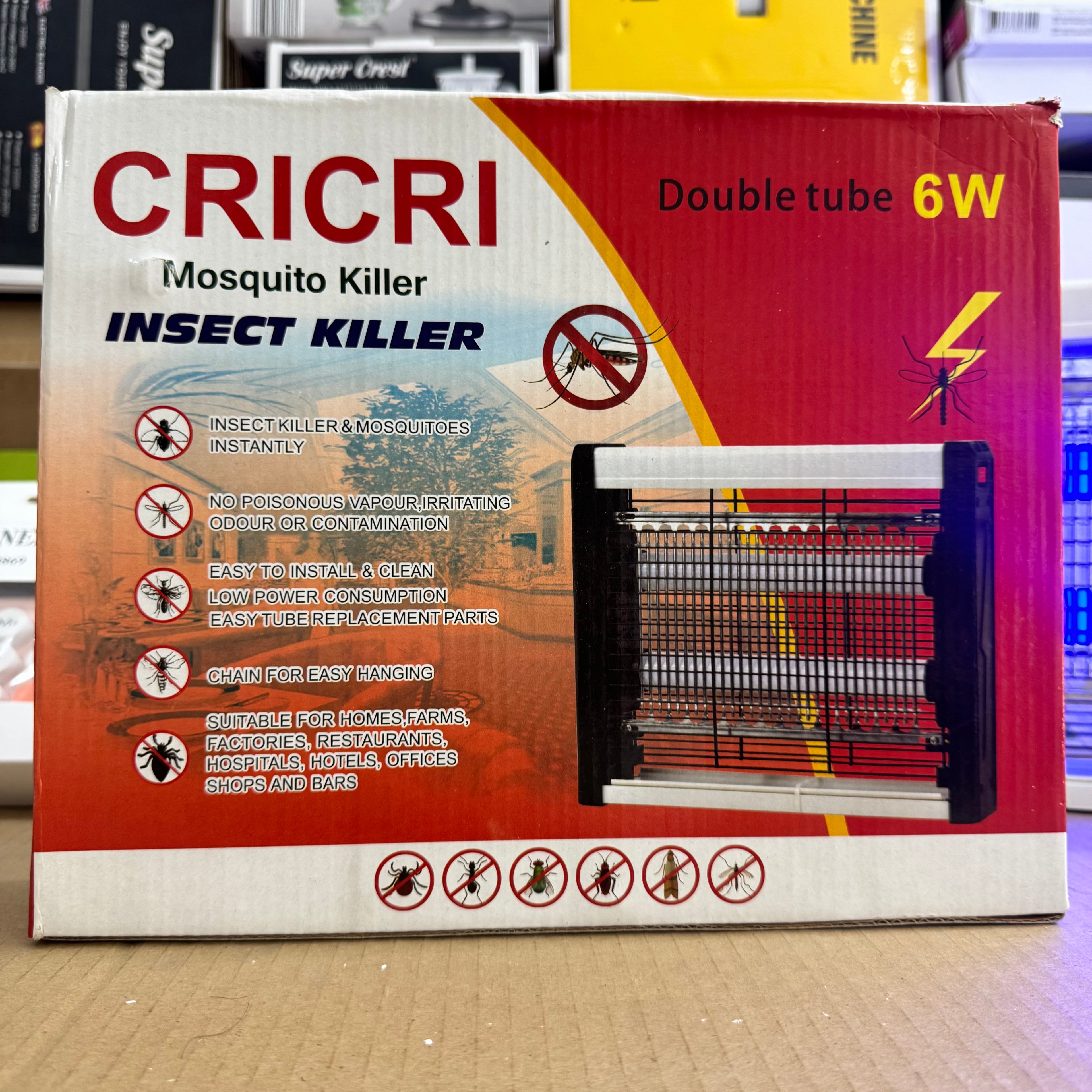 CRICRI 6W Double Tube Electric Mosquito & Insect Killer Lamp - SCT-9004 Lot Imported