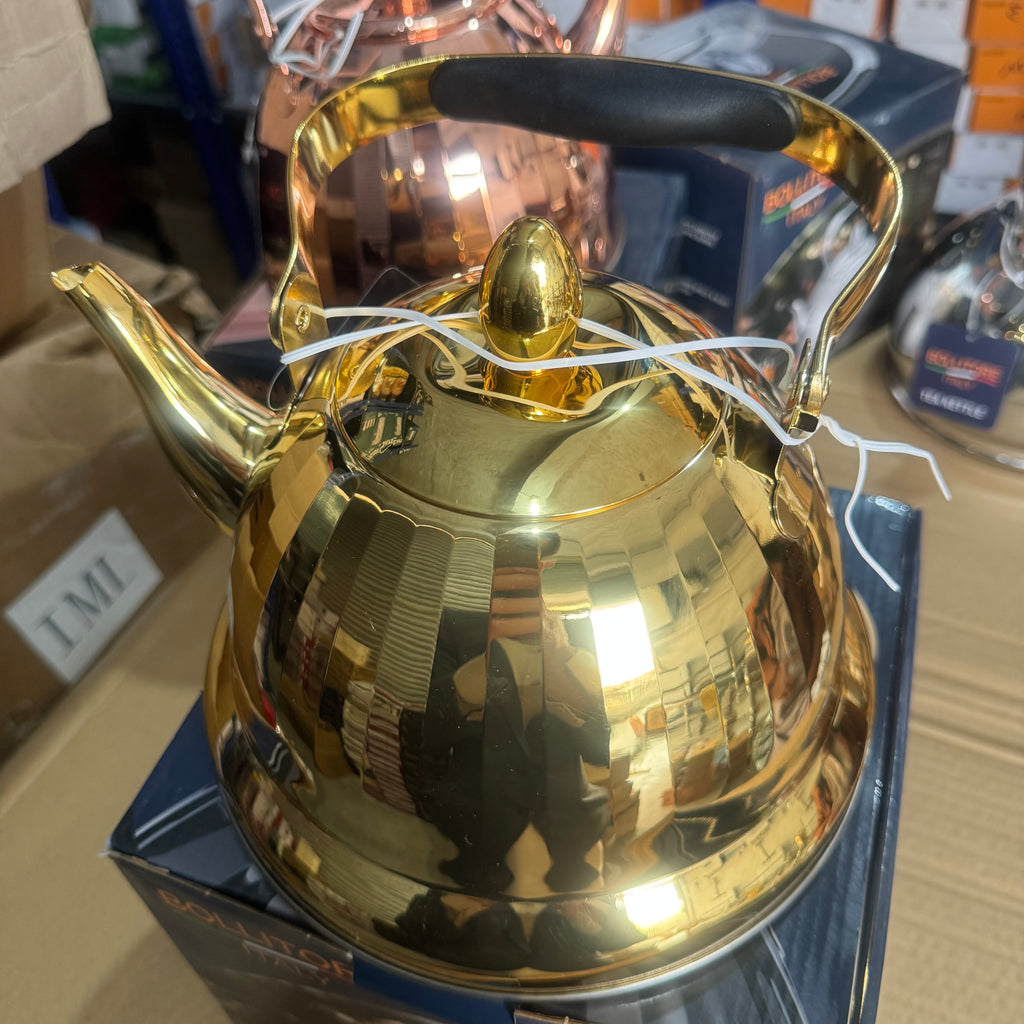 Bollitore Italy Luxury Gold Stainless Steel Tea Kettle - 3.2L Whistling Stovetop Teapot