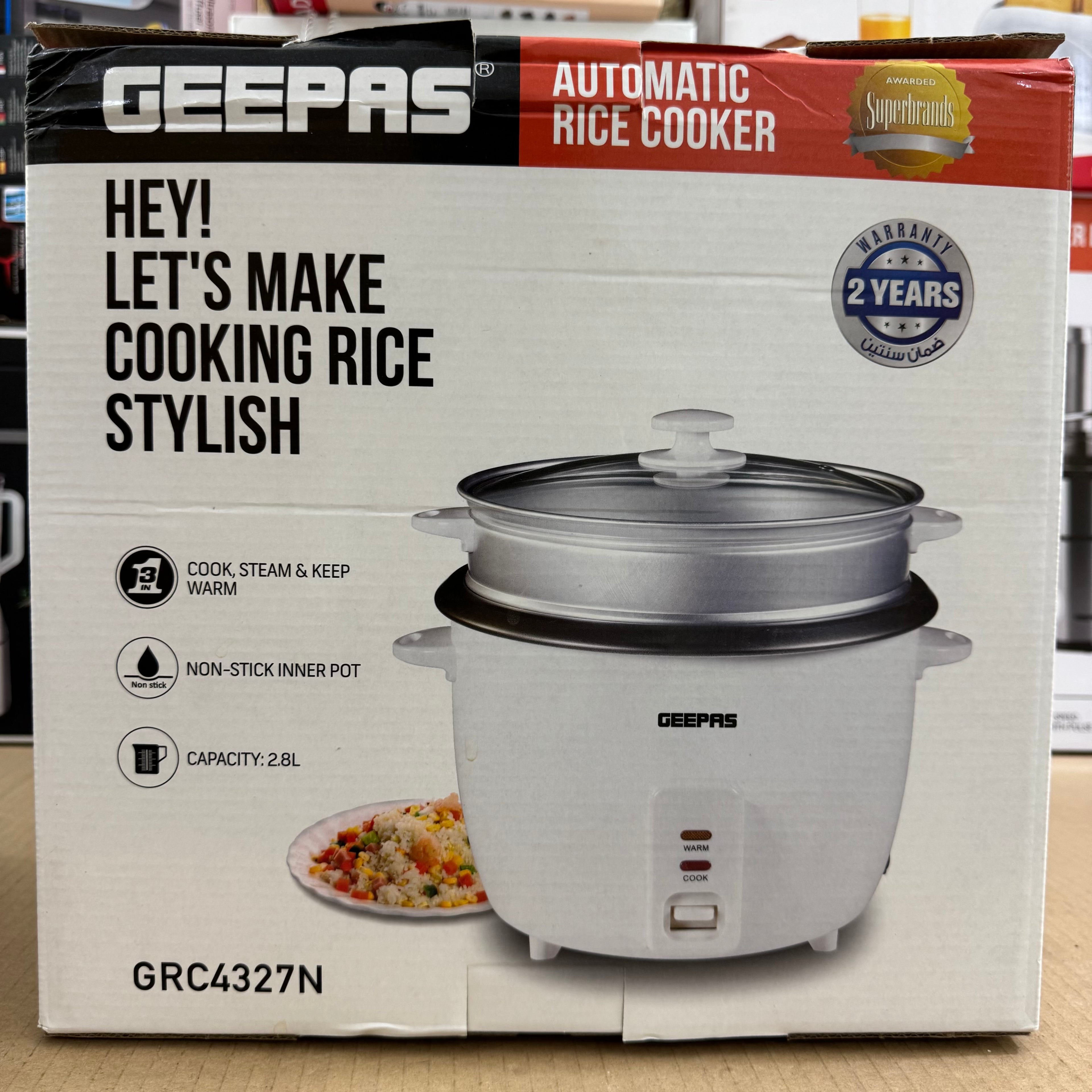 Geepas 2.8L Automatic Rice Cooker GRC4327N