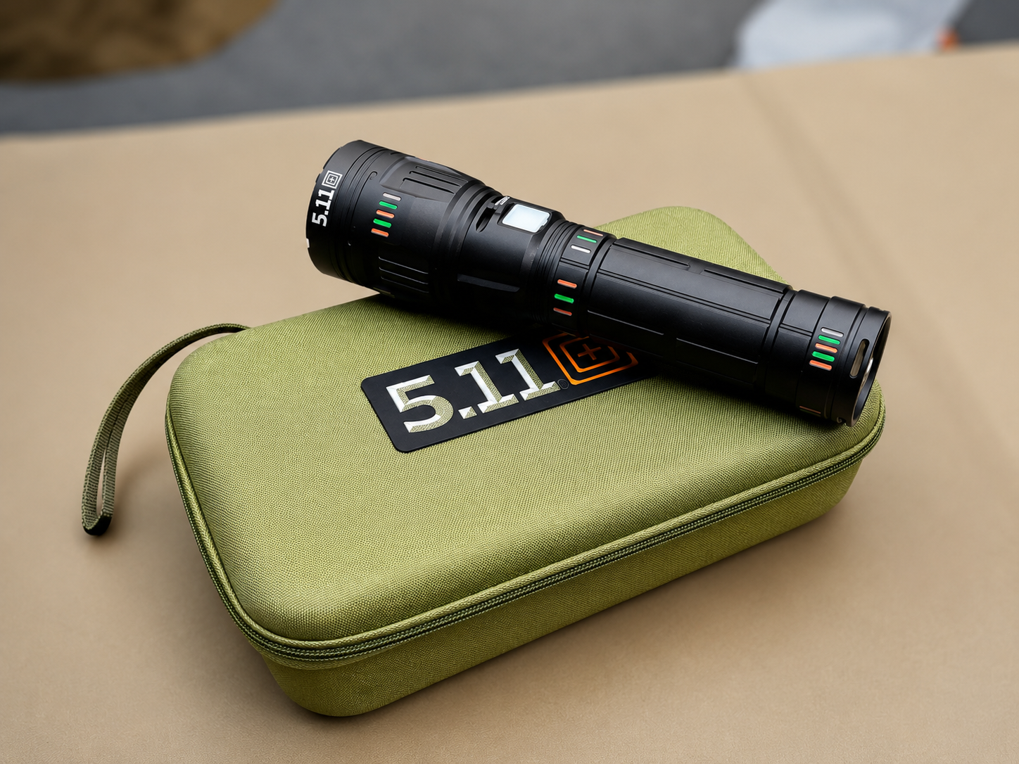 5.11 Rechargeable LED Tactical Flashlight – High Power Zoom Torch with 4×18650 Batteries & Carry Case