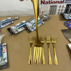 5 Pieces Premium Gold Stainless Steel Fork Set