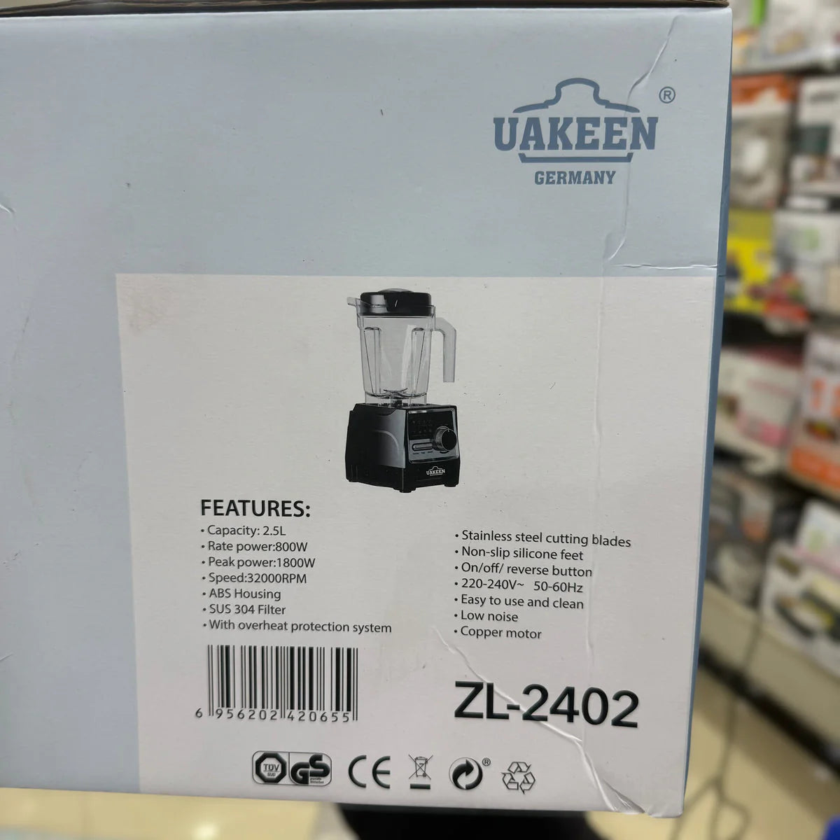 UAKEEN Germany High-Speed Blender 1800W ZL-2402