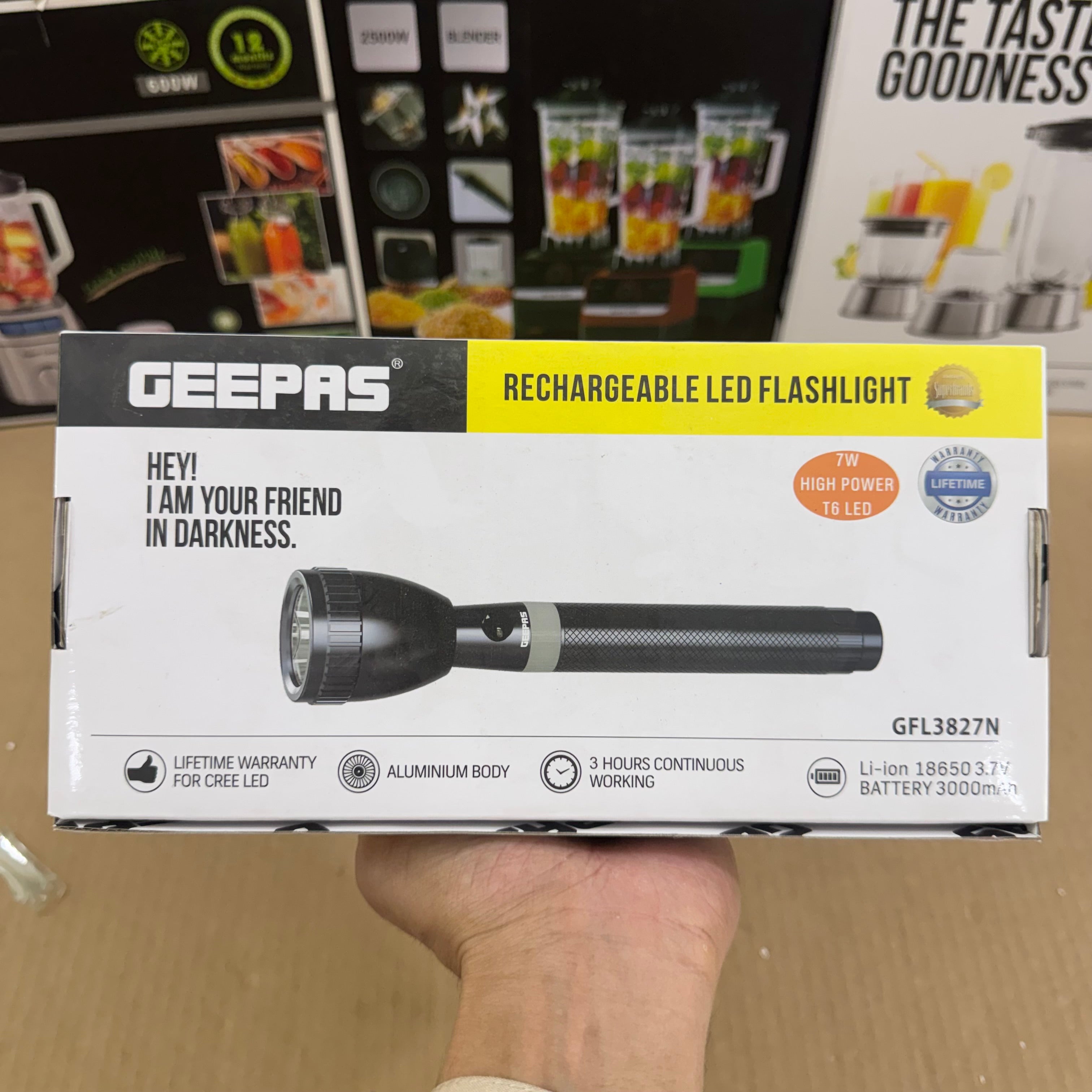 Geepas Rechargeable LED Flashlight GFL3827N