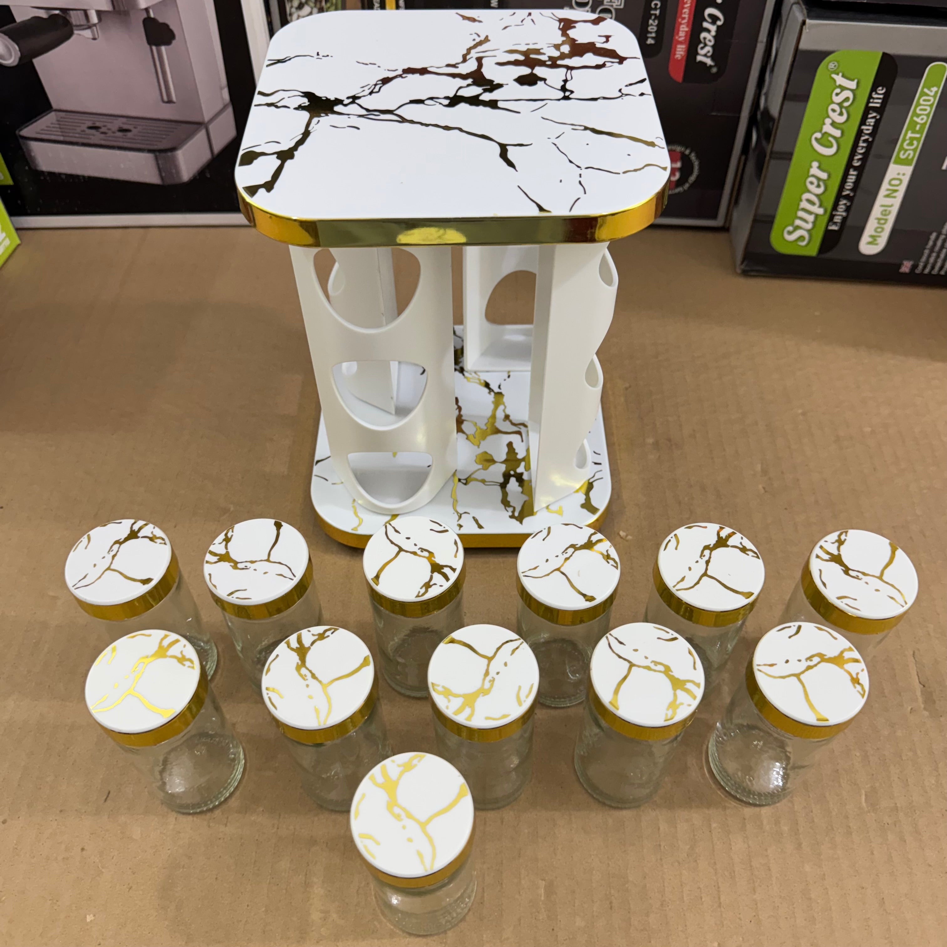 Lot Imported 12 Jar Rotating Spice Carousel – Stainless Steel Kitchen Spice Rack