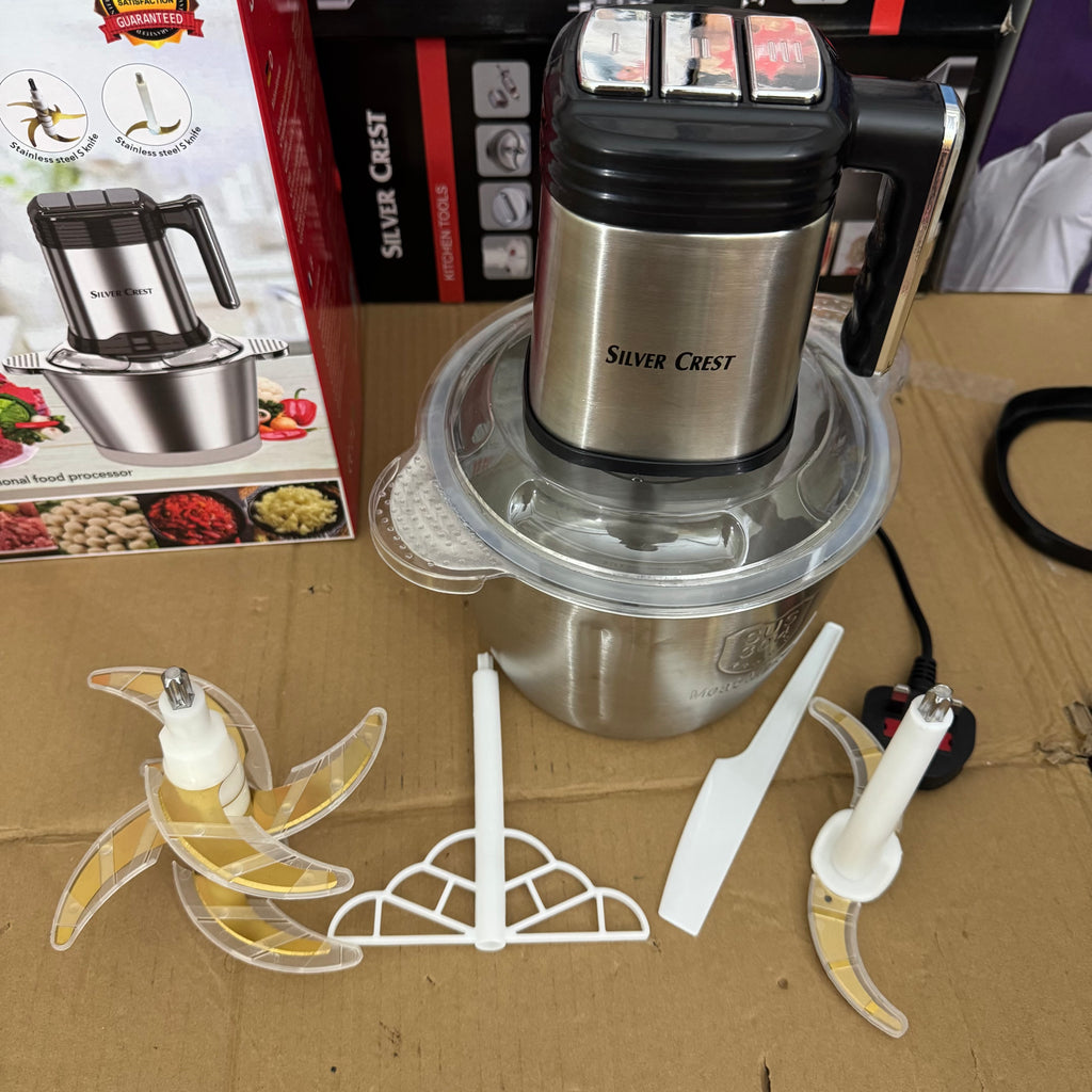 Silver Crest 3.5L Electric Food Chopper – 2000W Heavy Duty Meat Grinder & Ice Crusher Lot Imported