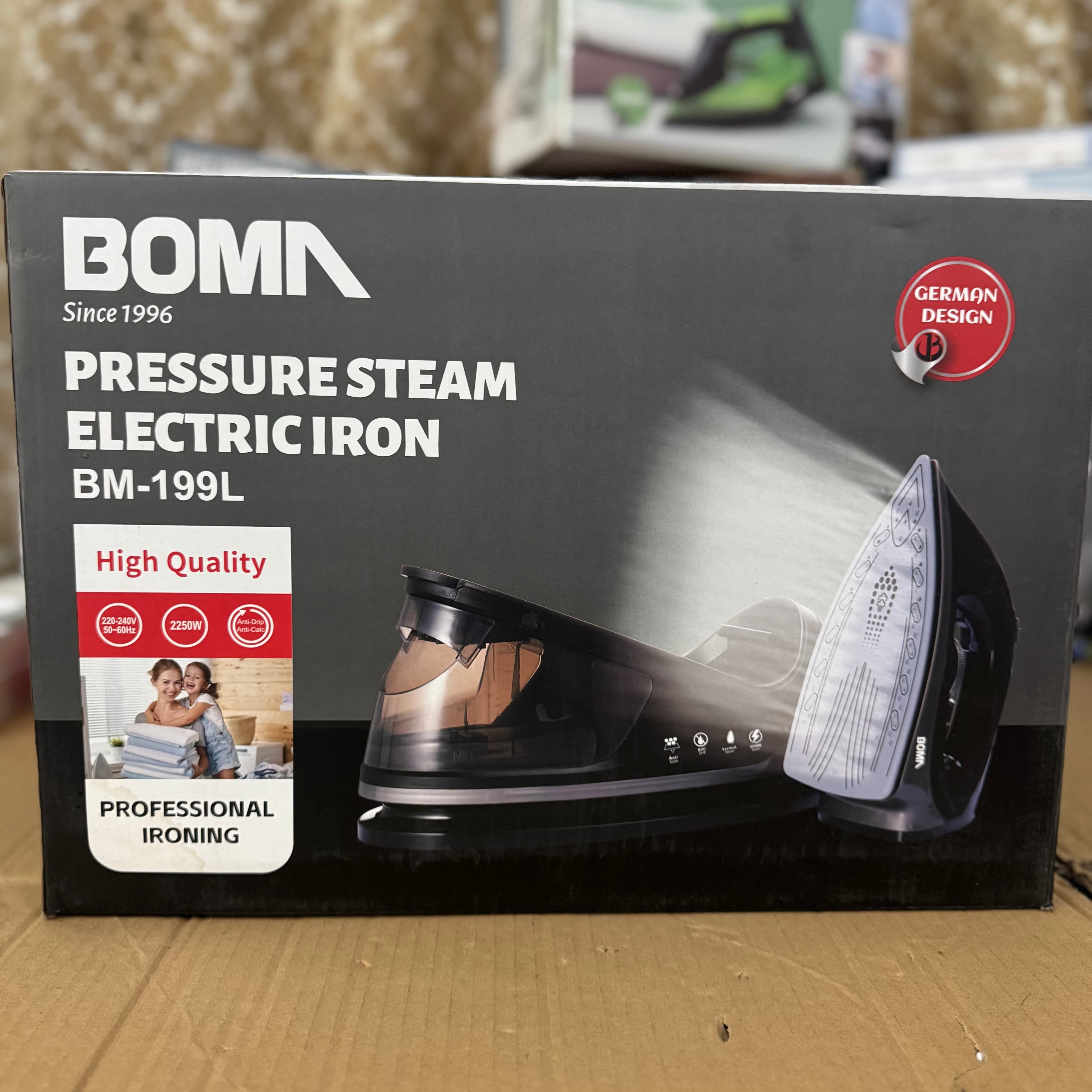 BOMA BM-199L Pressure Steam Electric Iron – German Technology, Lot Imported (2250W)