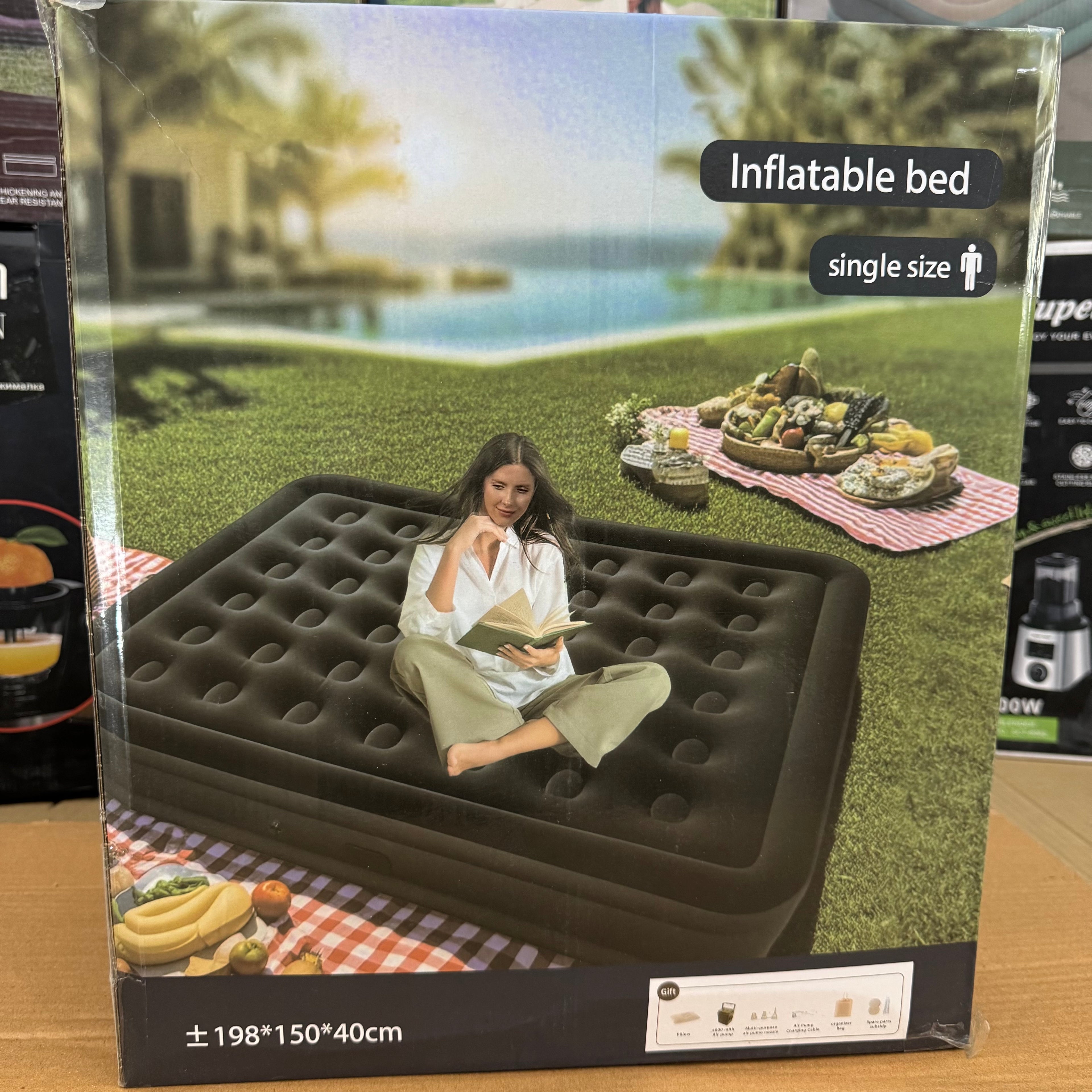 Double Size Inflatable Camping Air Bed 91005 with Electric Pump Lot Imported