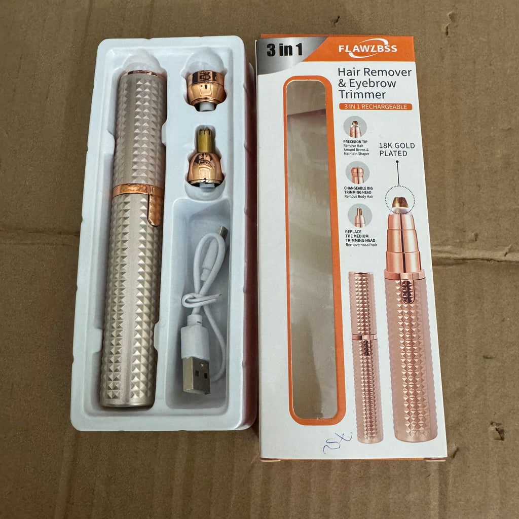 3-in-1 Rechargeable 18K Gold Plated Hair Remover & Eyebrow Trimmer