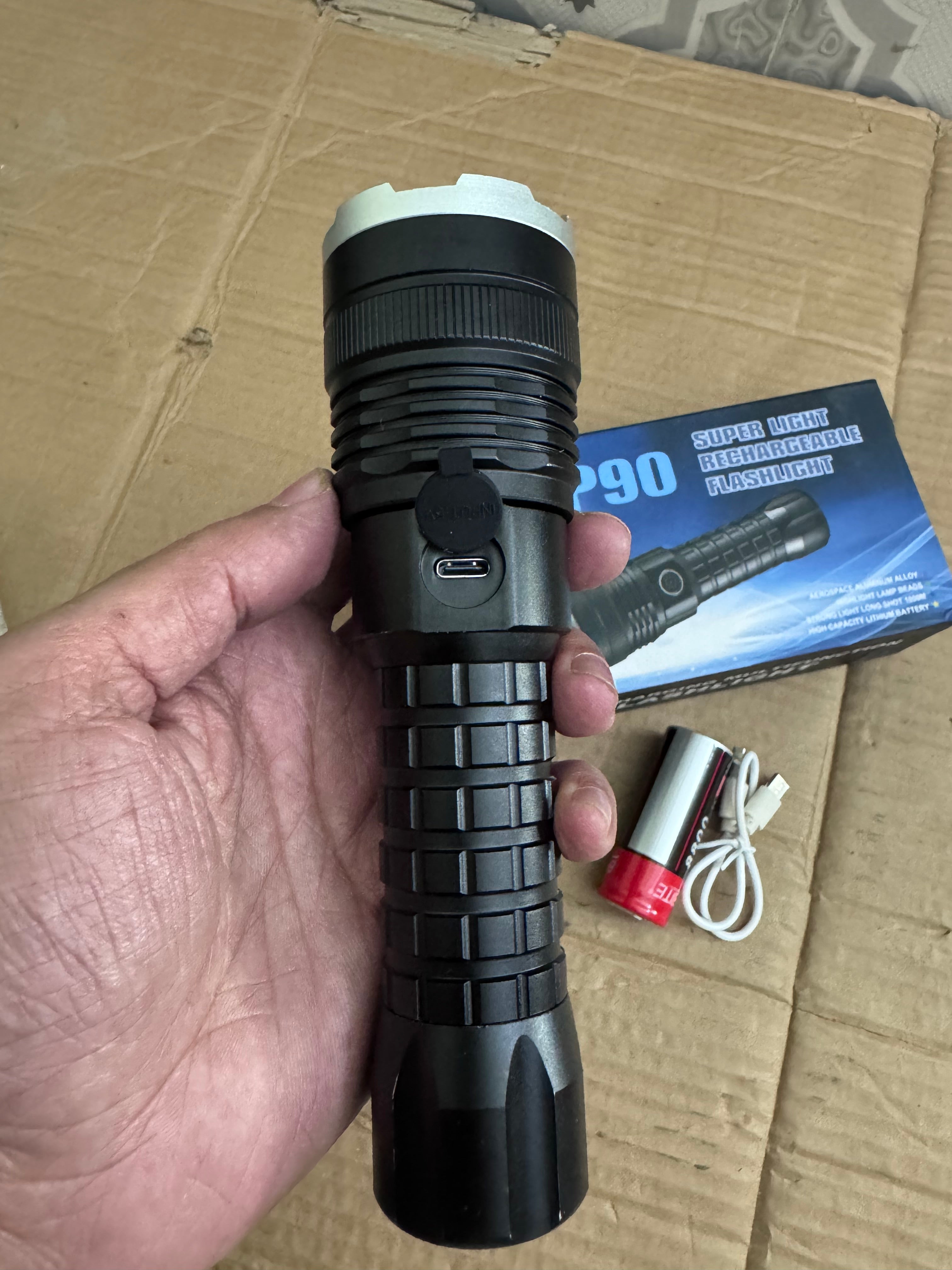 BOBITE P90 Rechargeable Flashlight – Lot Imported High Power Torch for Pakistan