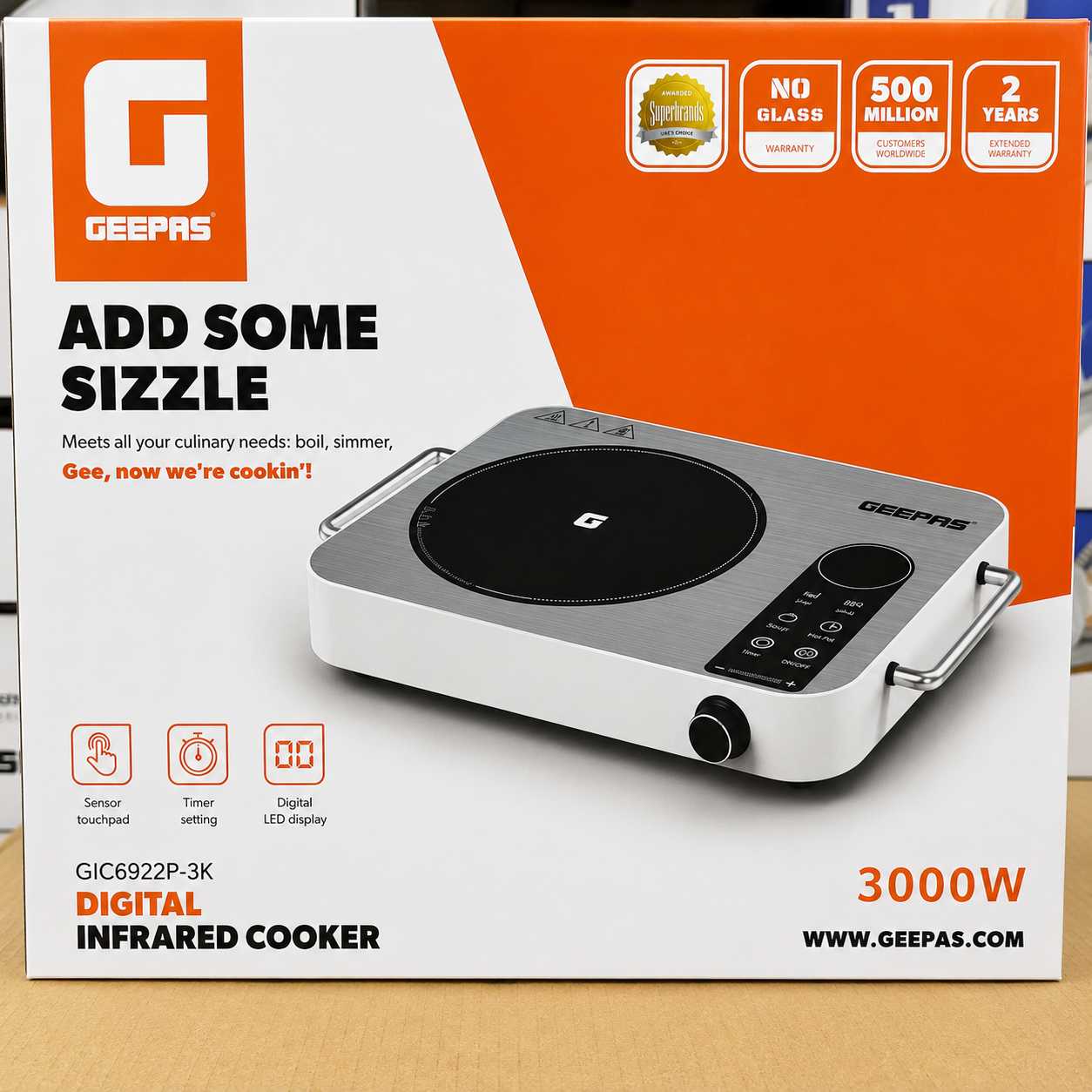 Geepas 3000W Digital Infrared Cooker GIC6922P-3K – 6months warranty
